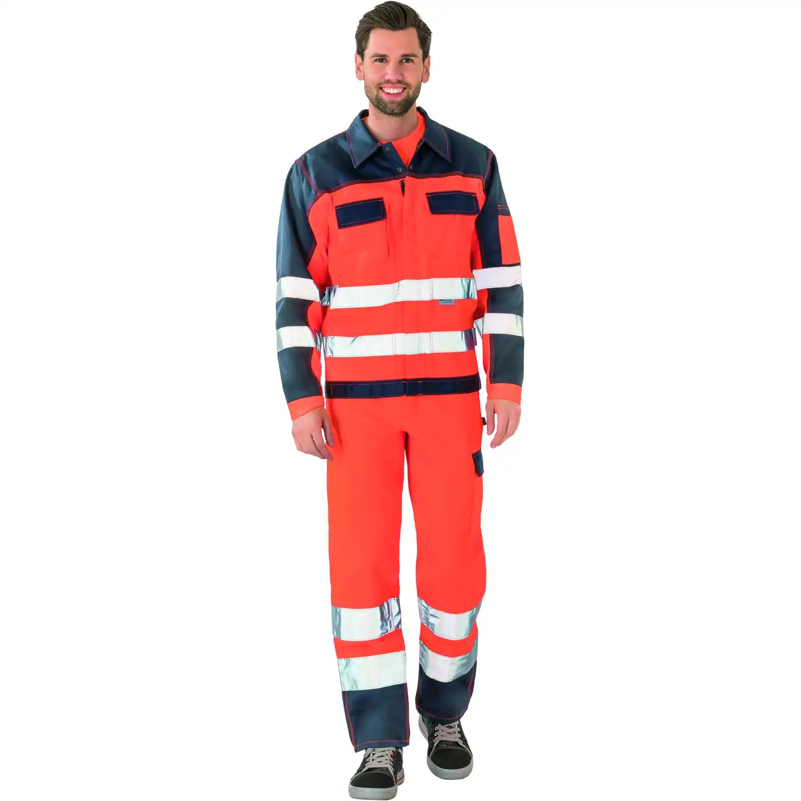 Planam Warnschutz Bundjacke orange/marine 102 orange/marine - Produktbild mit Model