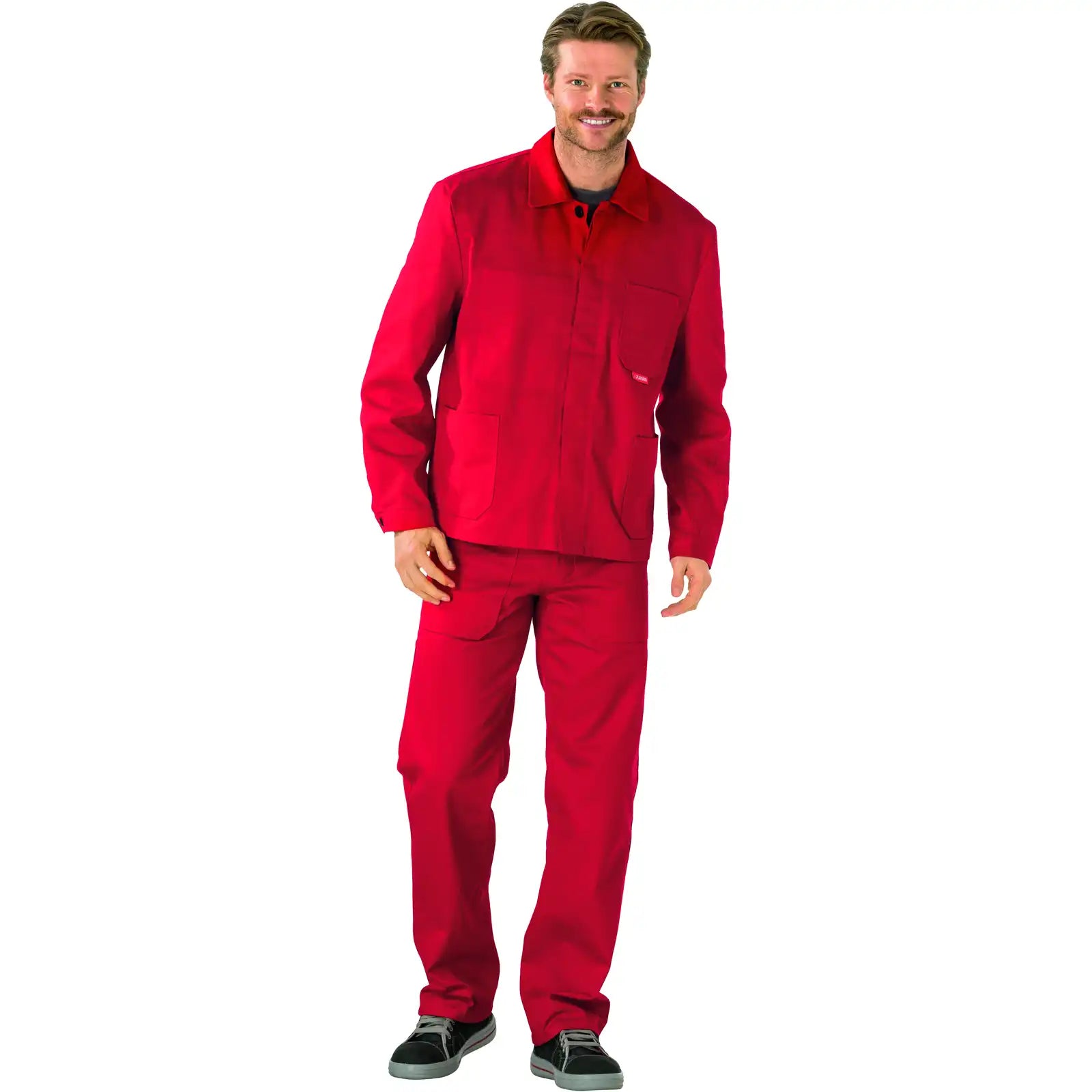 Planam BW 290 Arbeitsjacke mittelrot 102 mittelrot - Produktbild mit Model