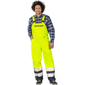 Planam Warnschutz Regenlatzhose gelb/marine S gelb/marine - Produktbild mit Model