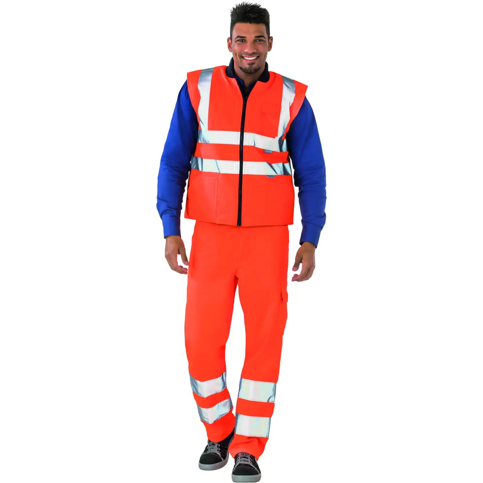 Planam Warnschutz Winterweste uni orange S uni orange - Produktbild mit Model