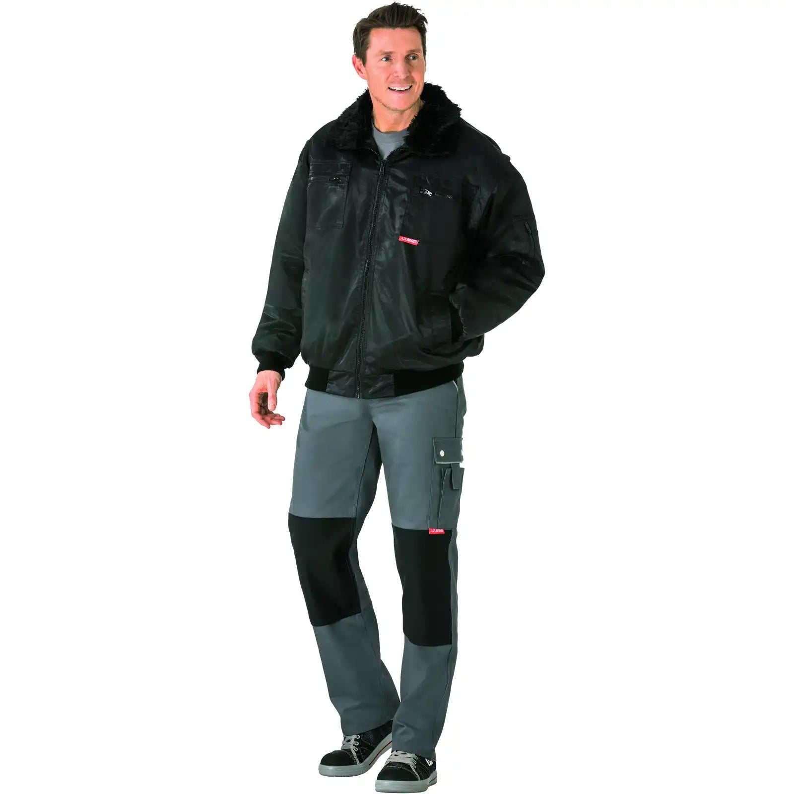 Planam Outdoor Gletscher Comfortjacke schwarz 4XL schwarz - Produktbild mit Model