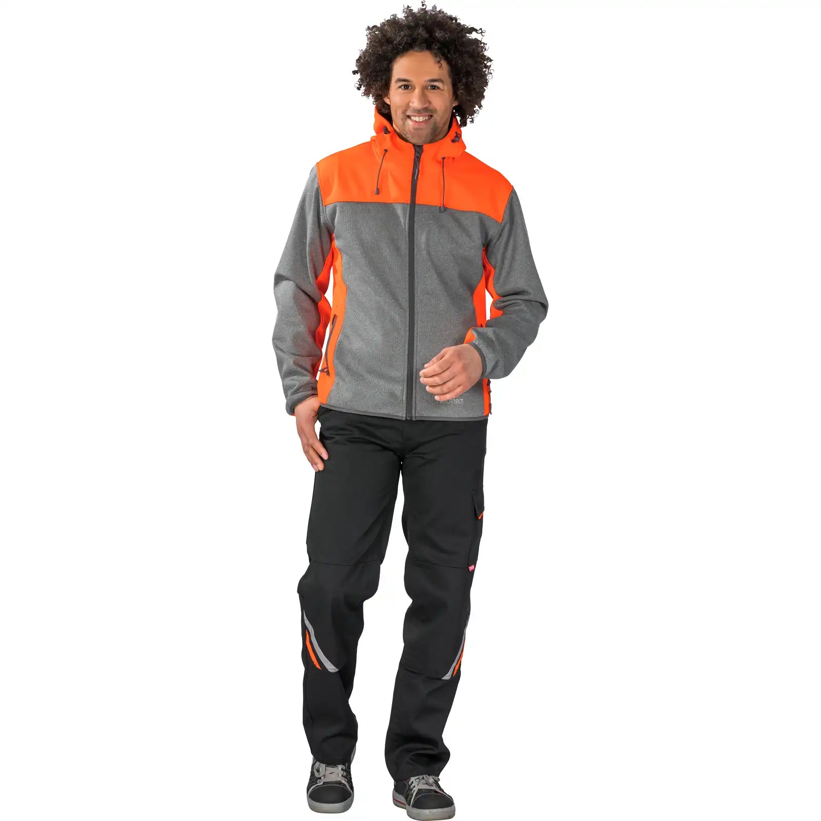 Planam Outdoor Kontrast Jacke grau/orange 4XL grau/orange - Produktbild mit Model