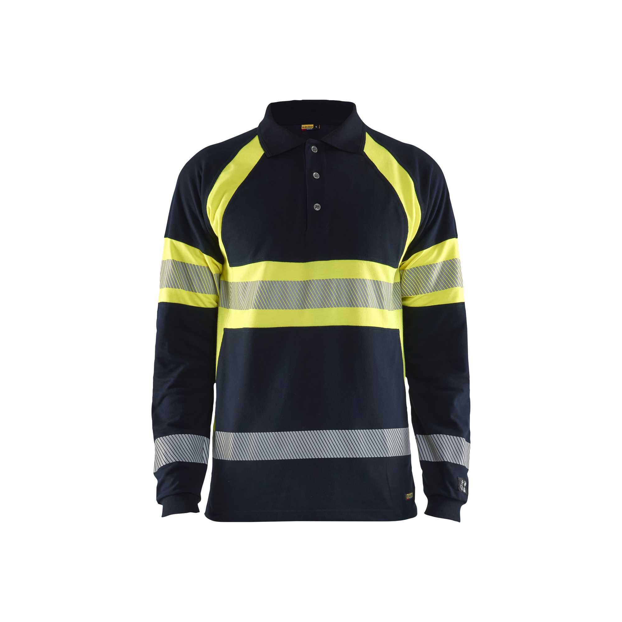 BLAKLADER 34381741 Multinorm Long sleeved Polo Hi Vis Reflective Long Sleeve Work Polo MEN - Flame Retardant