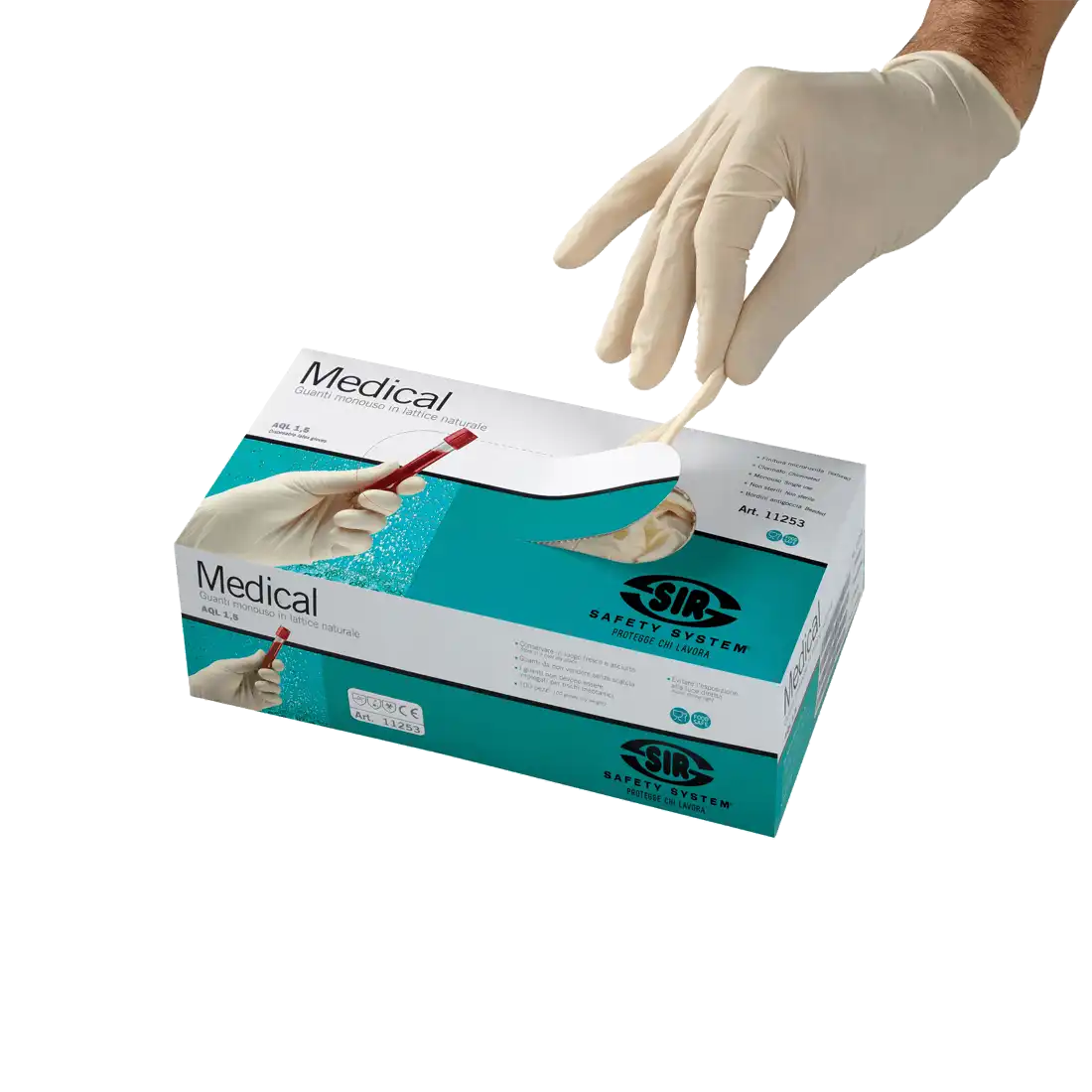 SIR SAFETY MEDICAL (Doos 100 stuks) Wegwerphandschoenen voor Werk - Latex AQL 1.5