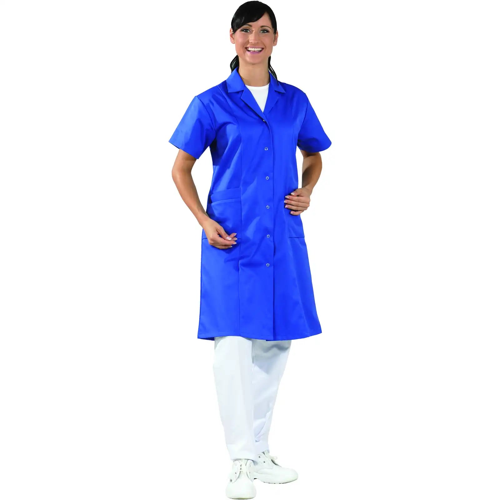 Planam Damen Mantel MG 1/4 Arm kornblumenblau 36 kornblumenblau - Produktbild mit Model