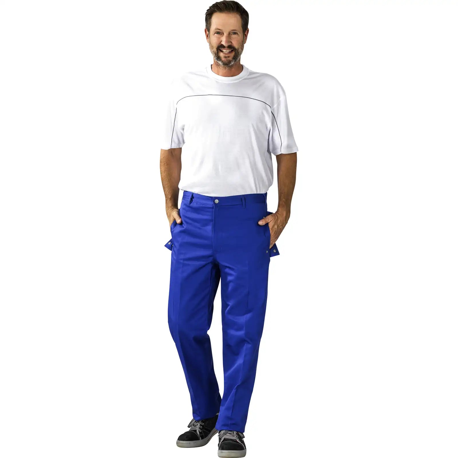 Planam Food Herren Bundhose kornblumenblau 102 kornblumenblau - Produktbild mit Model