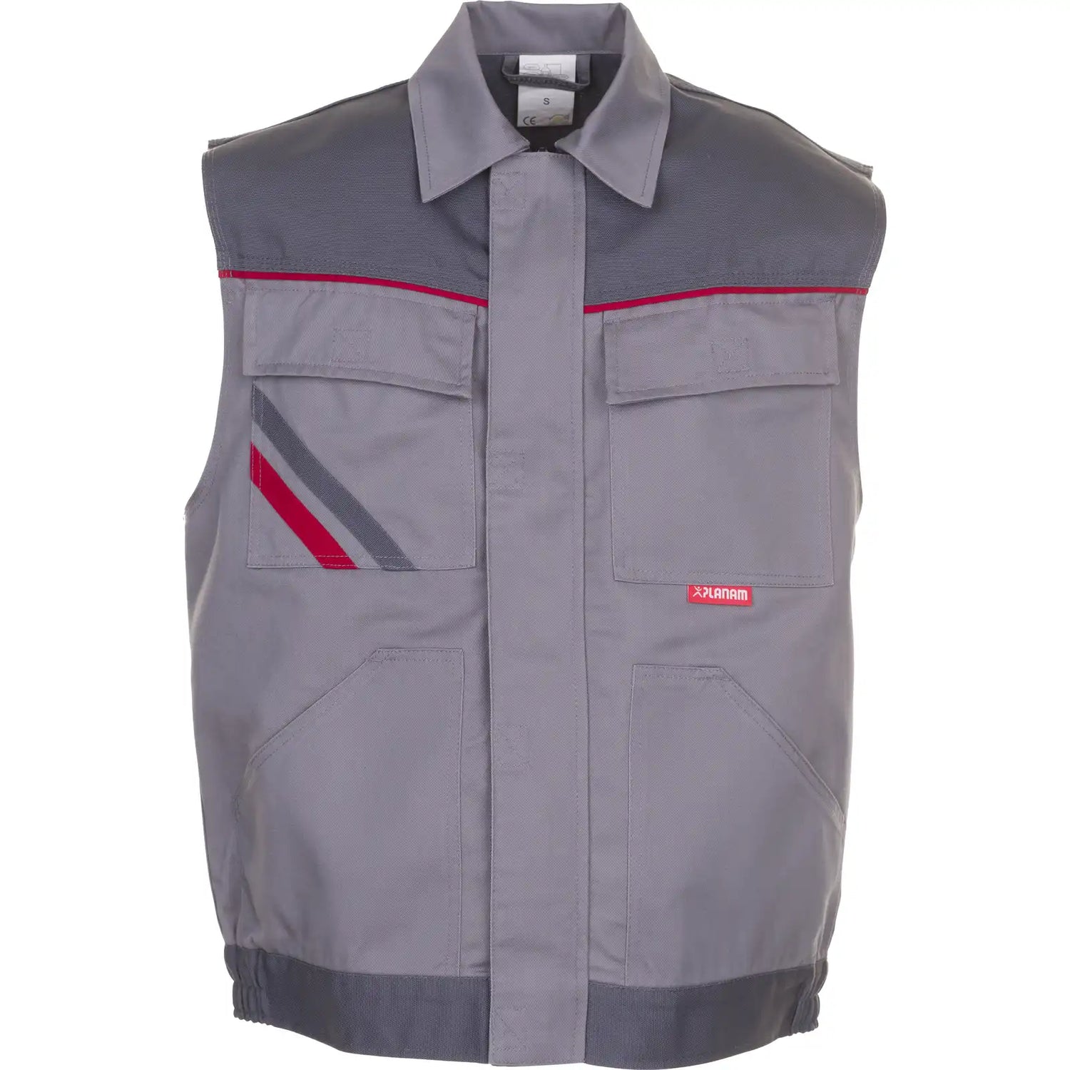 Planam Highline Arbeitsweste zink/schiefer/rot XS zink/schiefer/rot - Vorschaubild