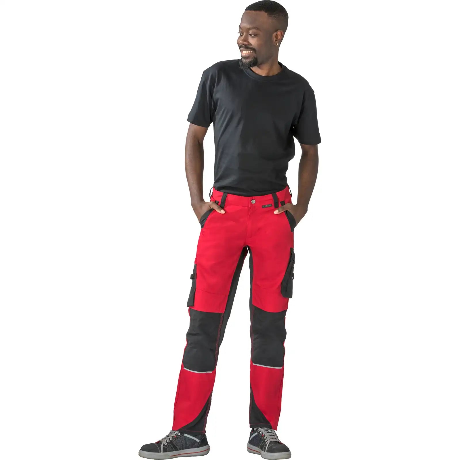 Planam Norit Herren Bundhose rot/schwarz 102 rot/schwarz - Produktbild mit Model