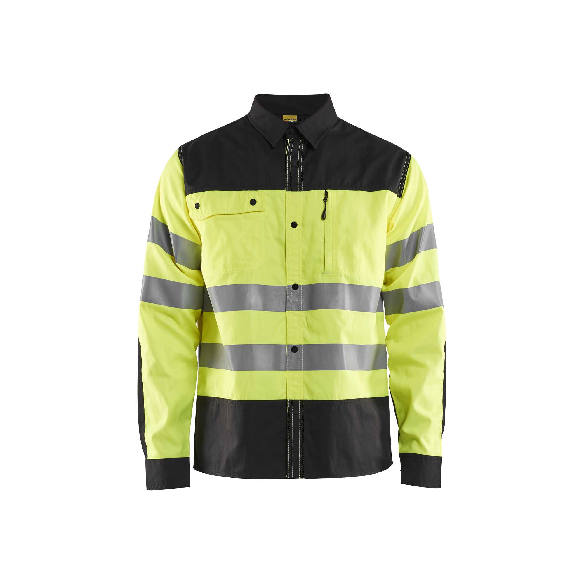 BLAKLADER 32551817 Hi Vis Shirt Hi Vis Reflective Long Sleeve Work Shirt MEN - 50% Cotton 50% Polyester
