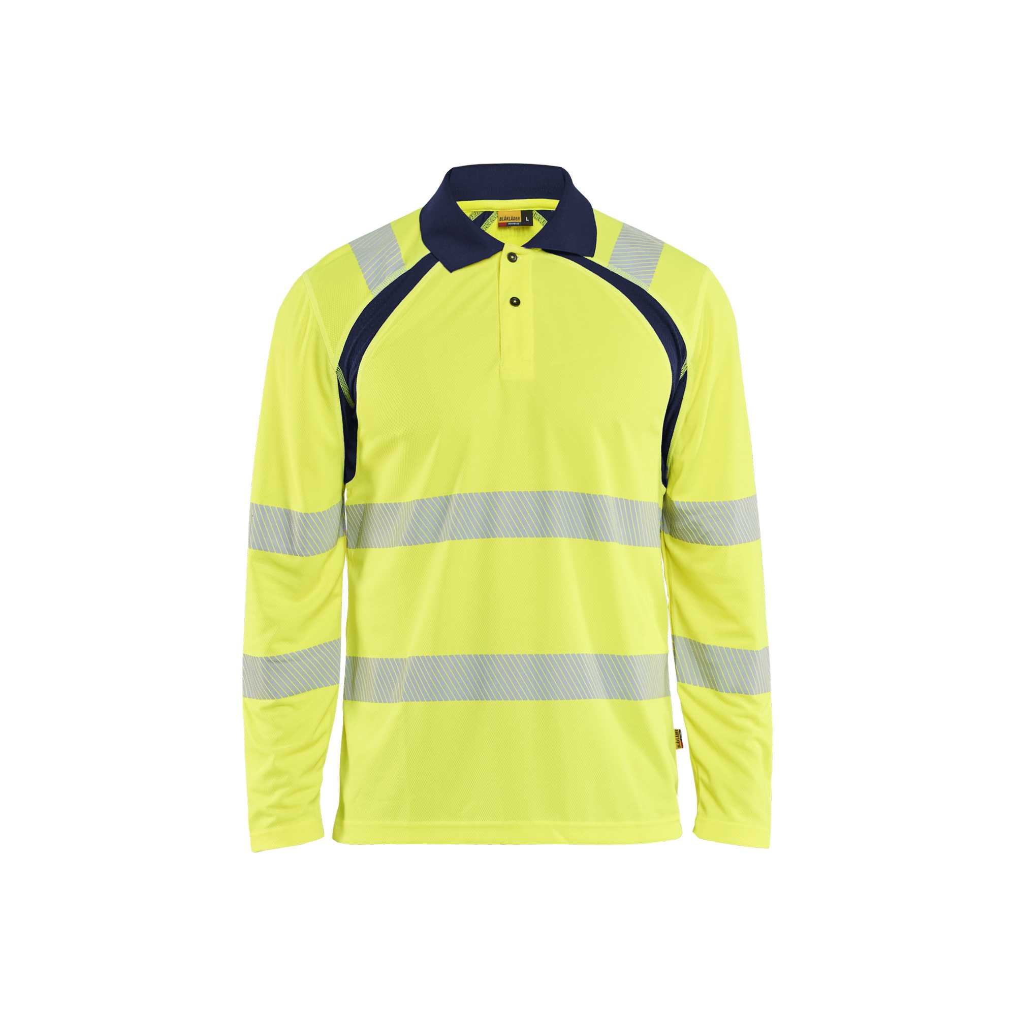 BLAKLADER 35981013 UV Protected Long Sleeved Polo Shirt Hi Vis Hi Vis Reflective Long Sleeve Work Polo MEN - 100% Polyester