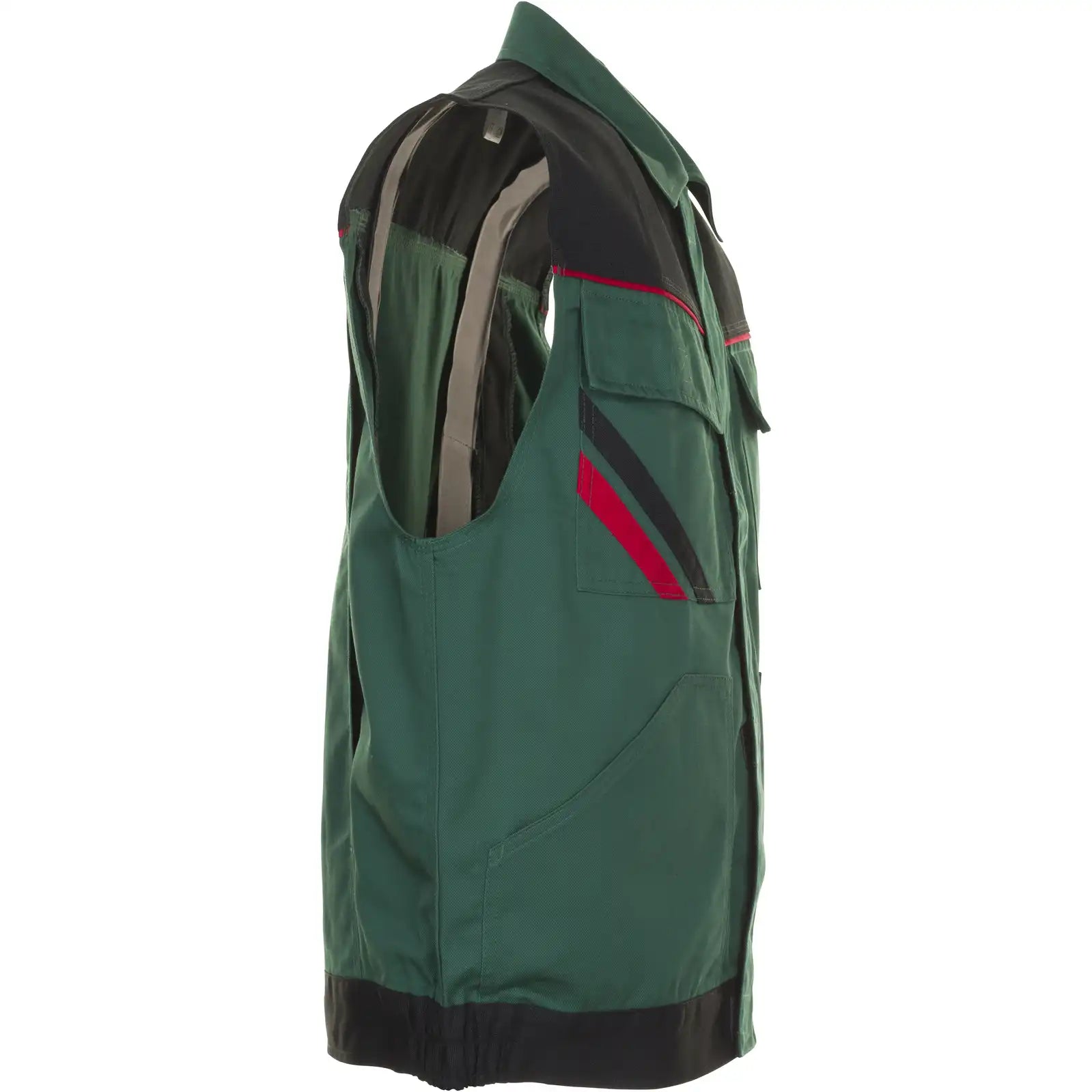 Planam Highline Arbeitsweste grün/schwarz/rot XS grün/schwarz/rot - Produktbild ohne Model