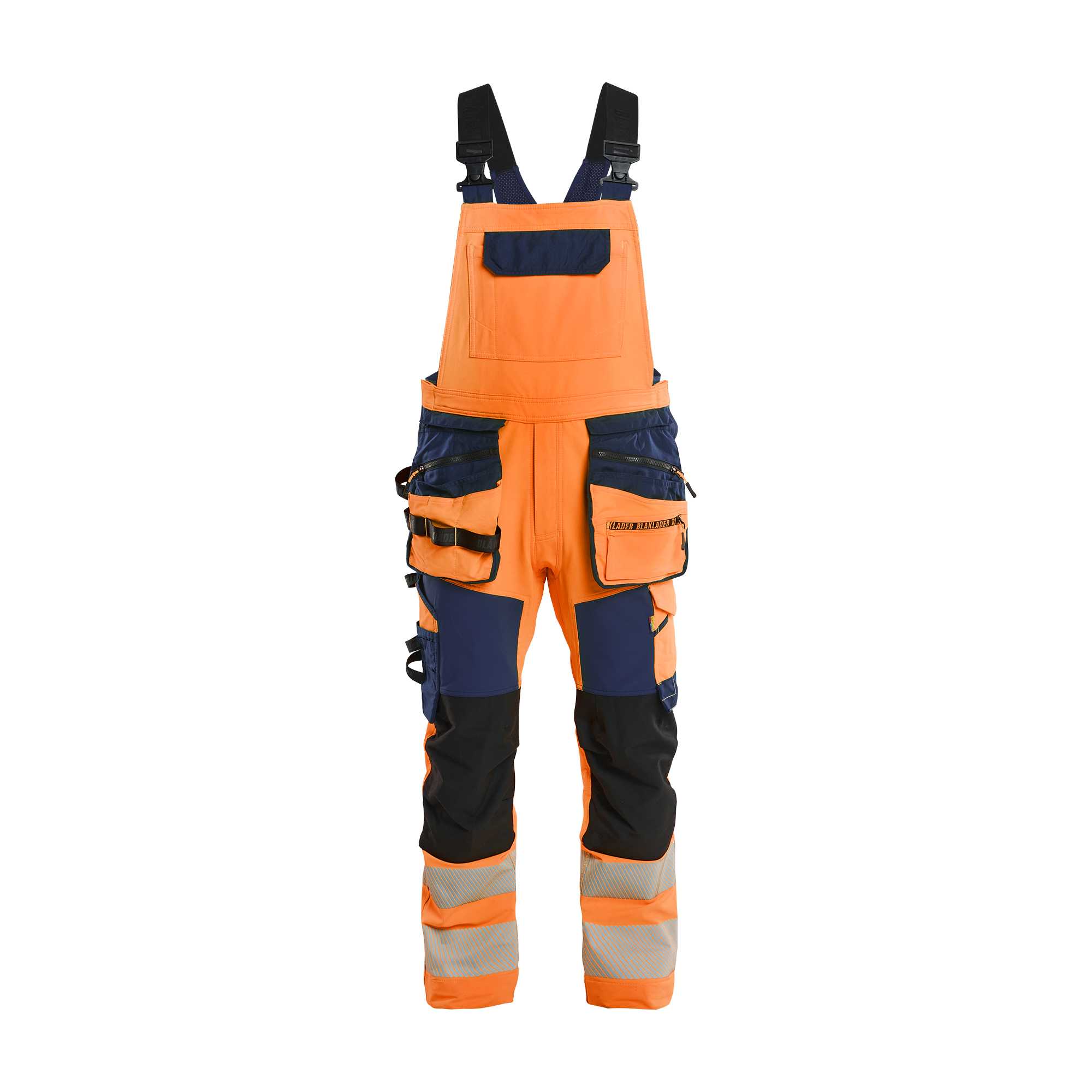 BLAKLADER 26261648 Hi Vis bib overalls 4 way stretch Hi Vis Reflective Work Bib Trousers Men - double weave
