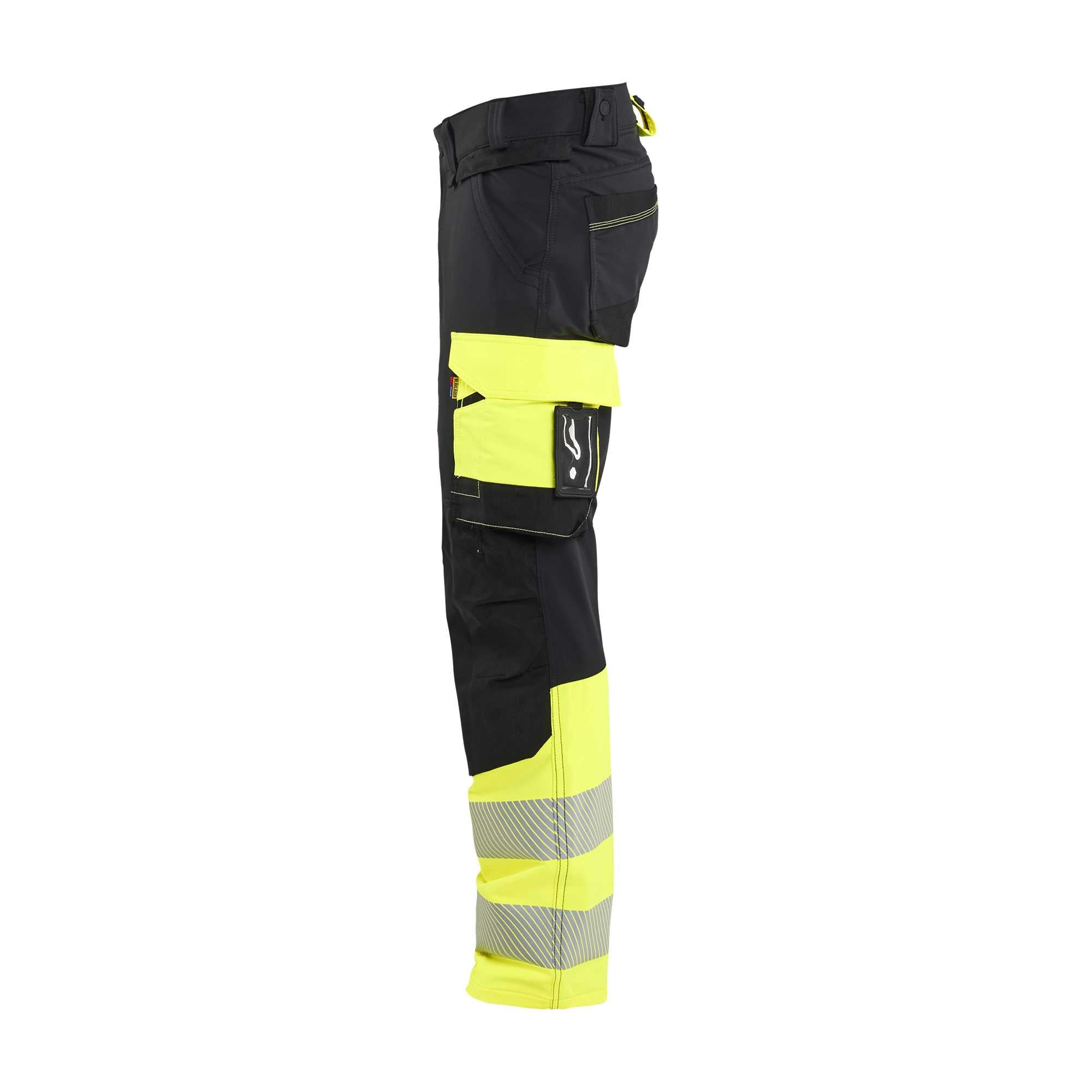 BLAKLADER 11261648 | Hi Vis Trousers 4 Way Stretch Hi Vis Reflective Work Trousers Men - double weave