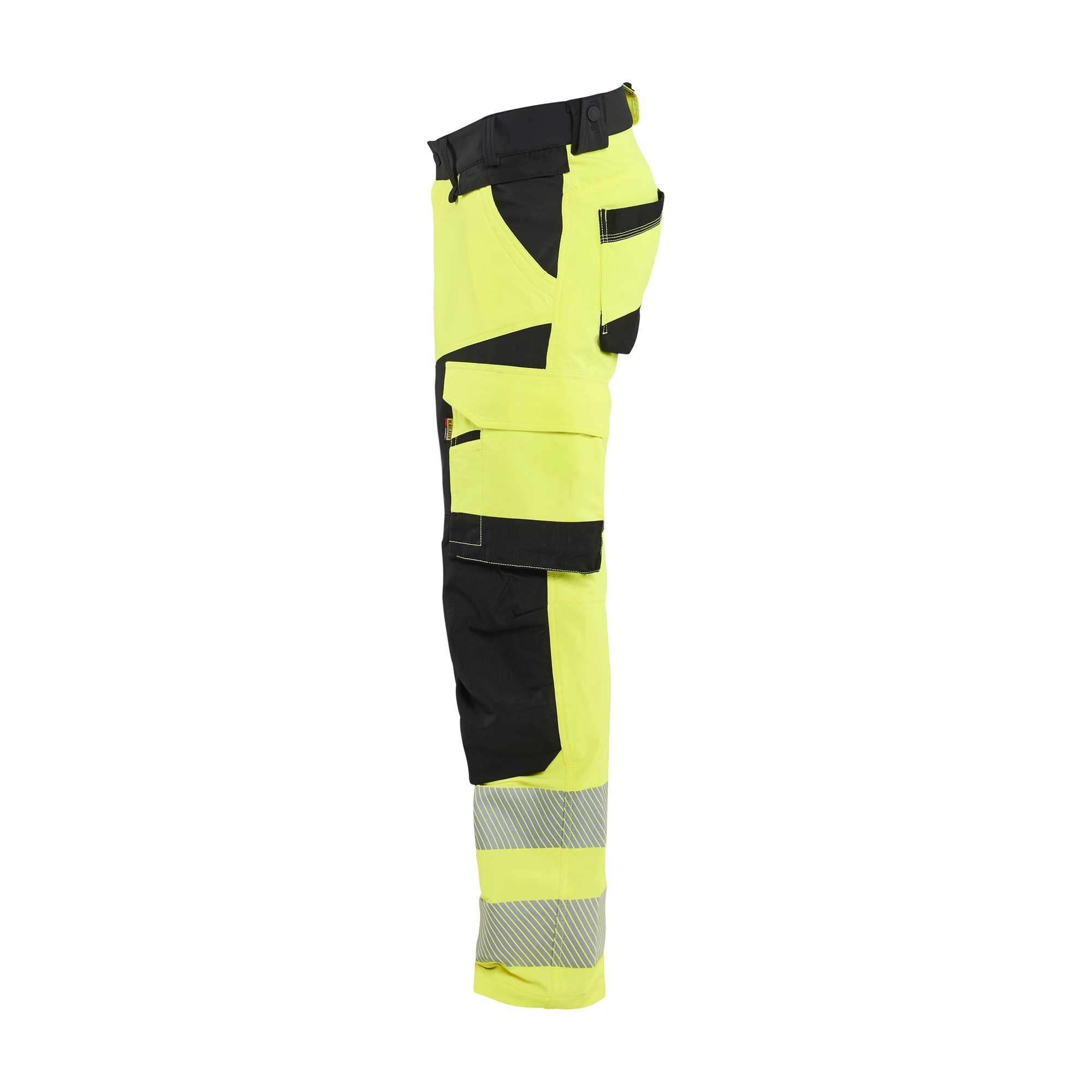 BLAKLADER 11241648 Hi Vis Trousers 4 Way Stretch Hi Vis Reflective Work Trousers Men - double weave