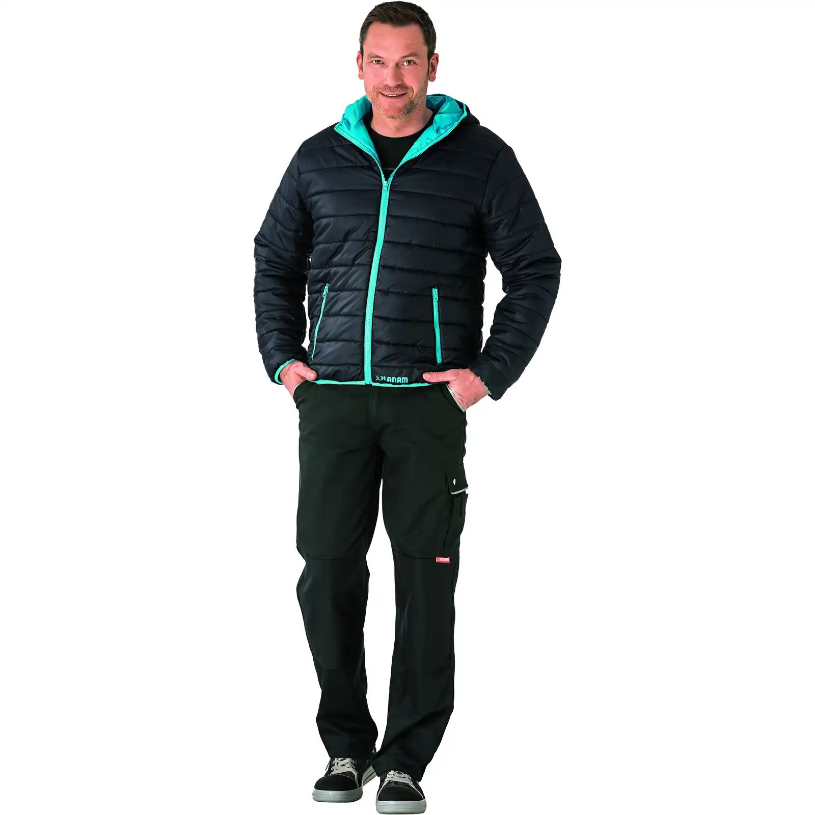 Planam Lizard Jacke schwarz/blau 4XL schwarz/blau - Produktbild mit Model