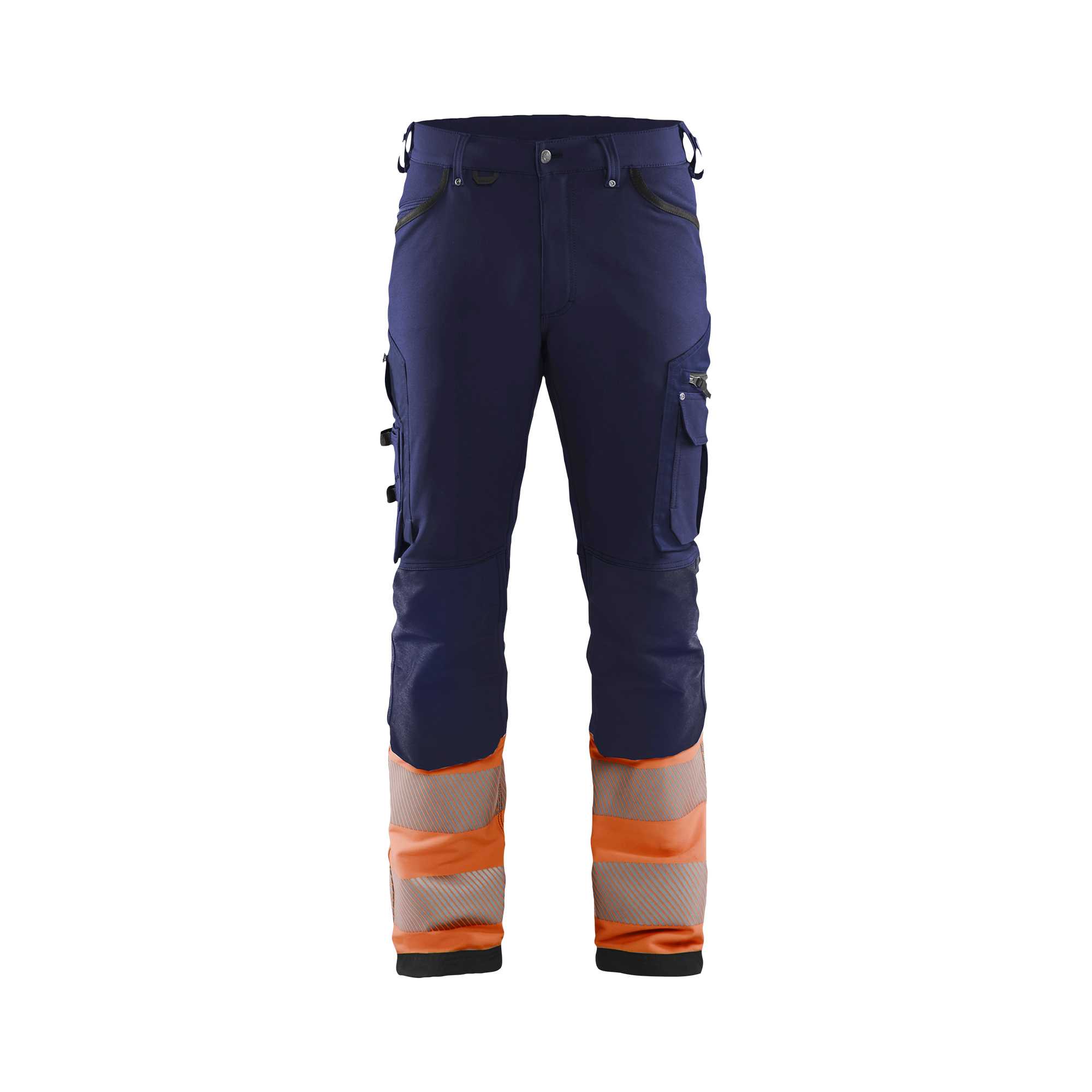 BLAKLADER 11931642 | Hi Vis 4 way stretch trousers Hi Vis Reflective Work Trousers Men - Water Repellent