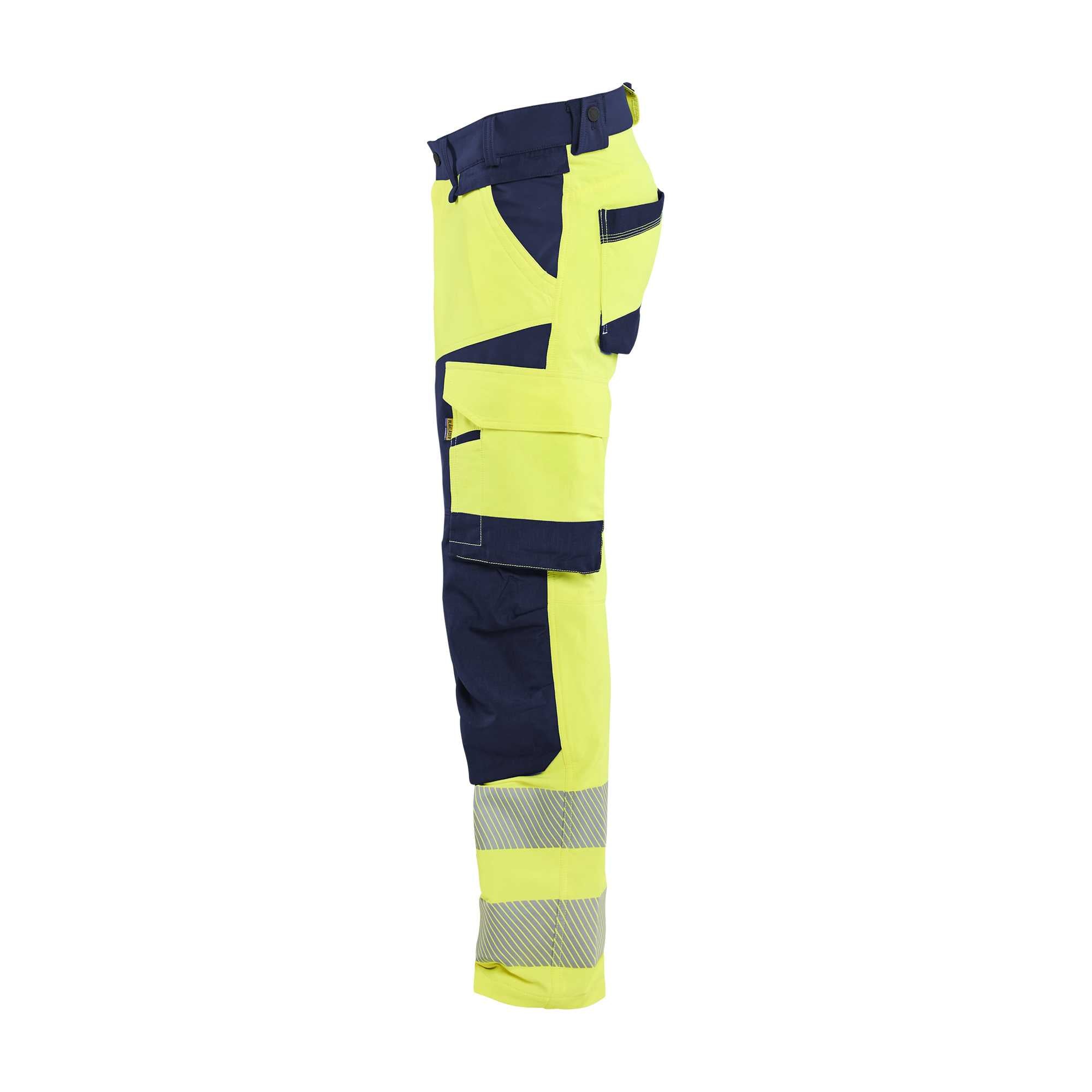 BLAKLADER 11241648 Hi Vis Trousers 4 Way Stretch Hi Vis Reflective Work Trousers Men - double weave