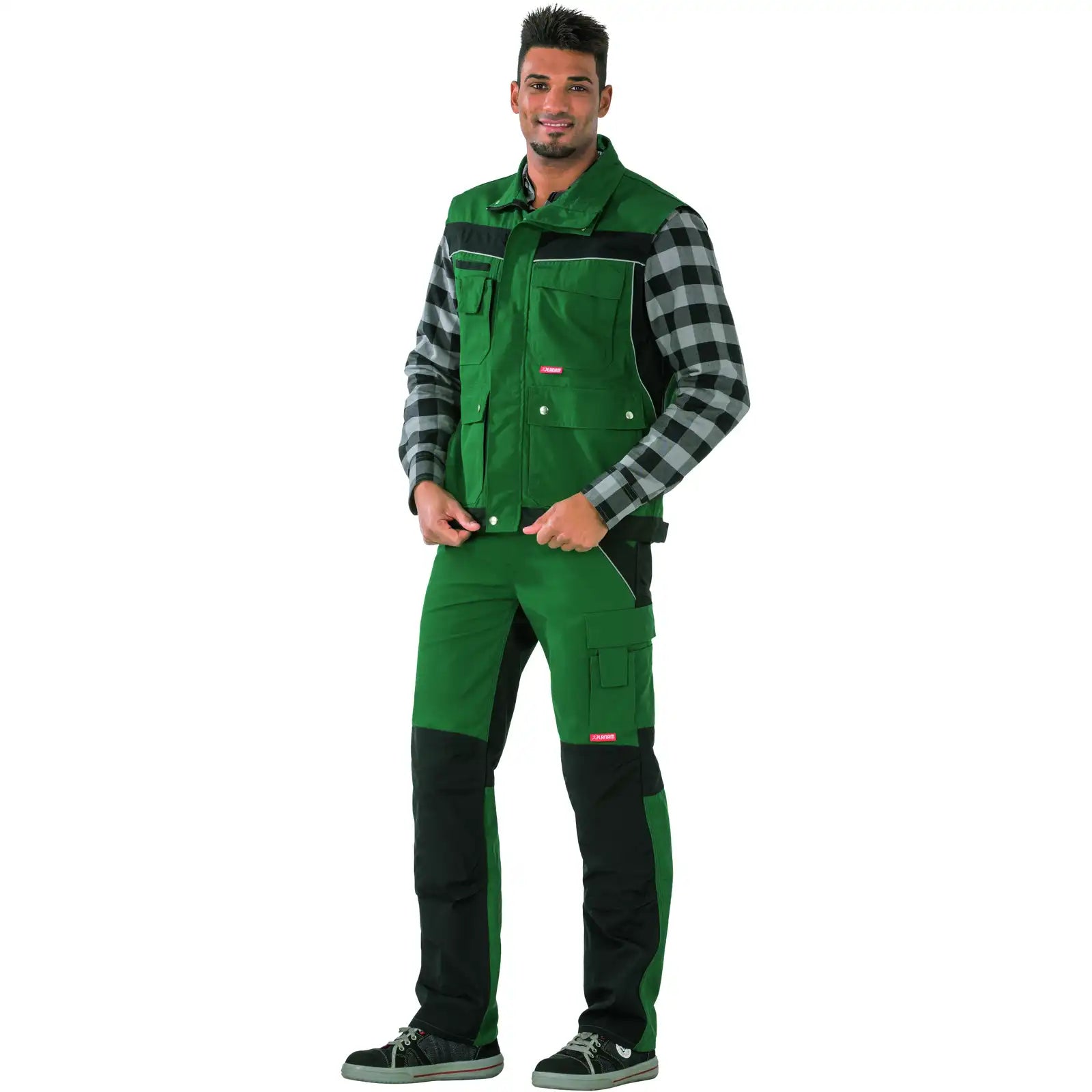 Planam Plaline Weste grün/schwarz XS grün/schwarz - Produktbild mit Model