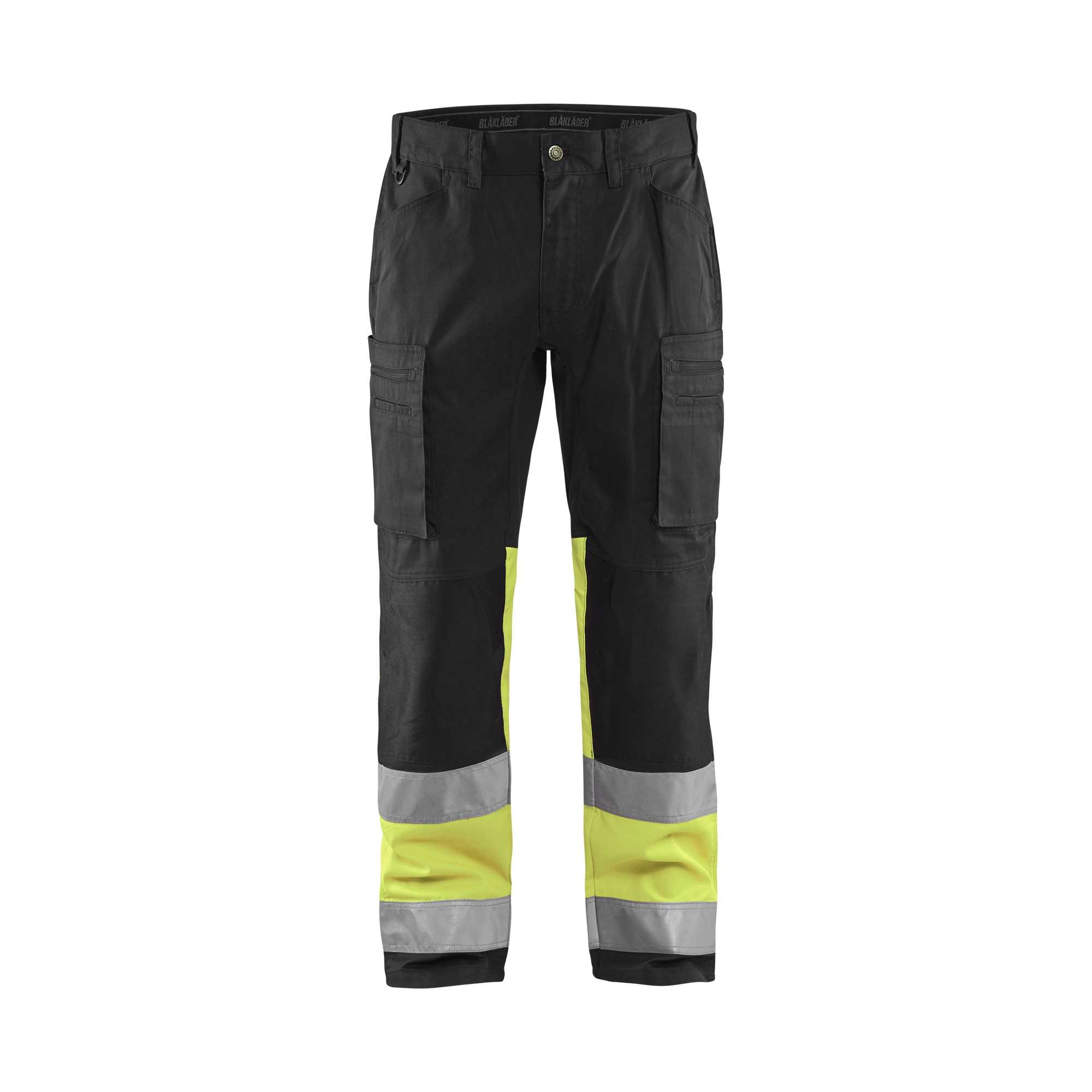 BLAKLADER 15511811 | Warnschutz-Arbeitshose mit Stretch Warnschutz Reflektierende Arbeitshose Herren - 65% Polyester