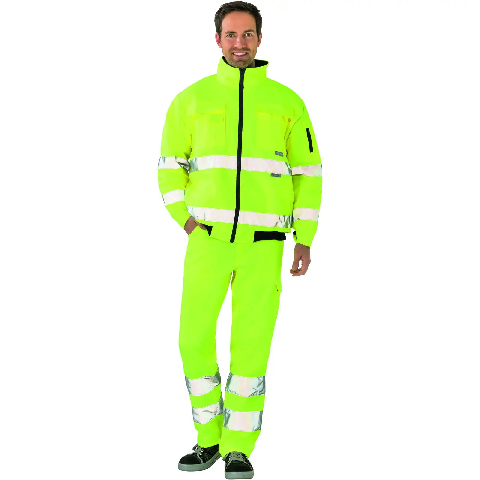Planam Warnschutz Pilotenjacke uni gelb 4XL uni gelb - Produktbild mit Model