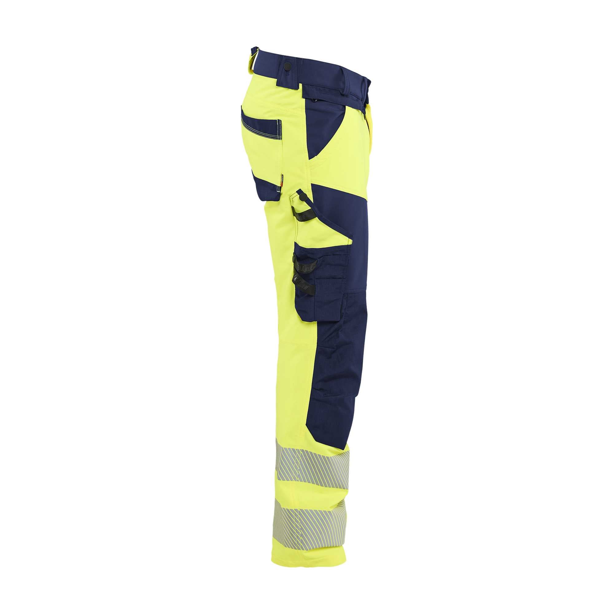 BLAKLADER 11241648 Hi Vis Trousers 4 Way Stretch Hi Vis Reflective Work Trousers Men - double weave