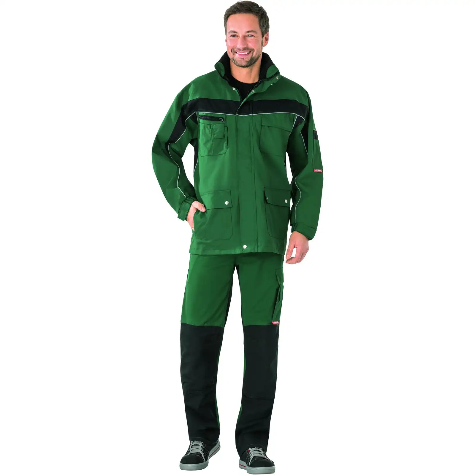 Planam Plaline Allwetterjacke grün/schwarz XS grün/schwarz - Produktbild mit Model