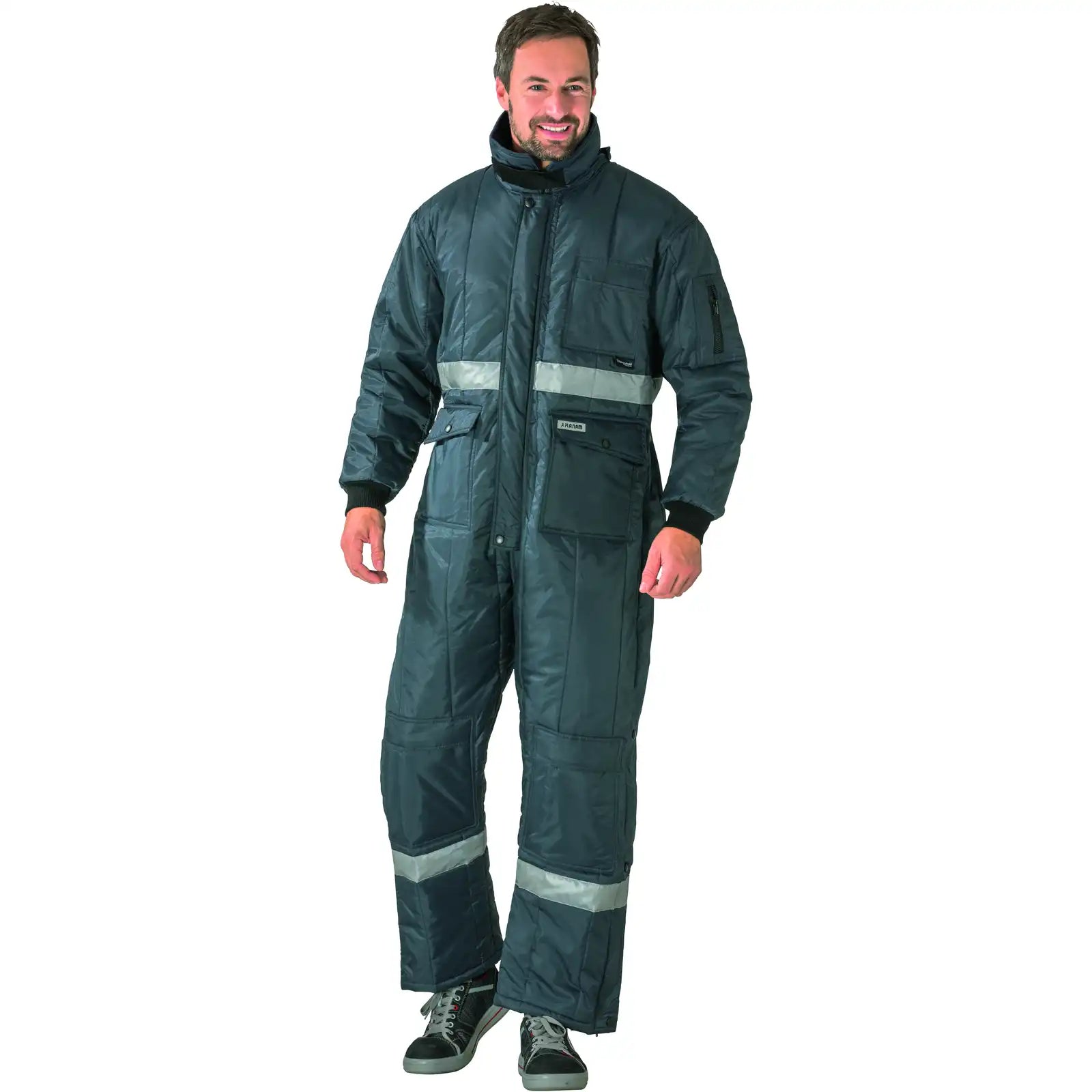 Planam Kühl-/Gefrierhaus Gefrierhaus Overall marine, Innenfutter kornblumenblau S marine, Innenfutter kornblumenblau - Produktbild mit Model