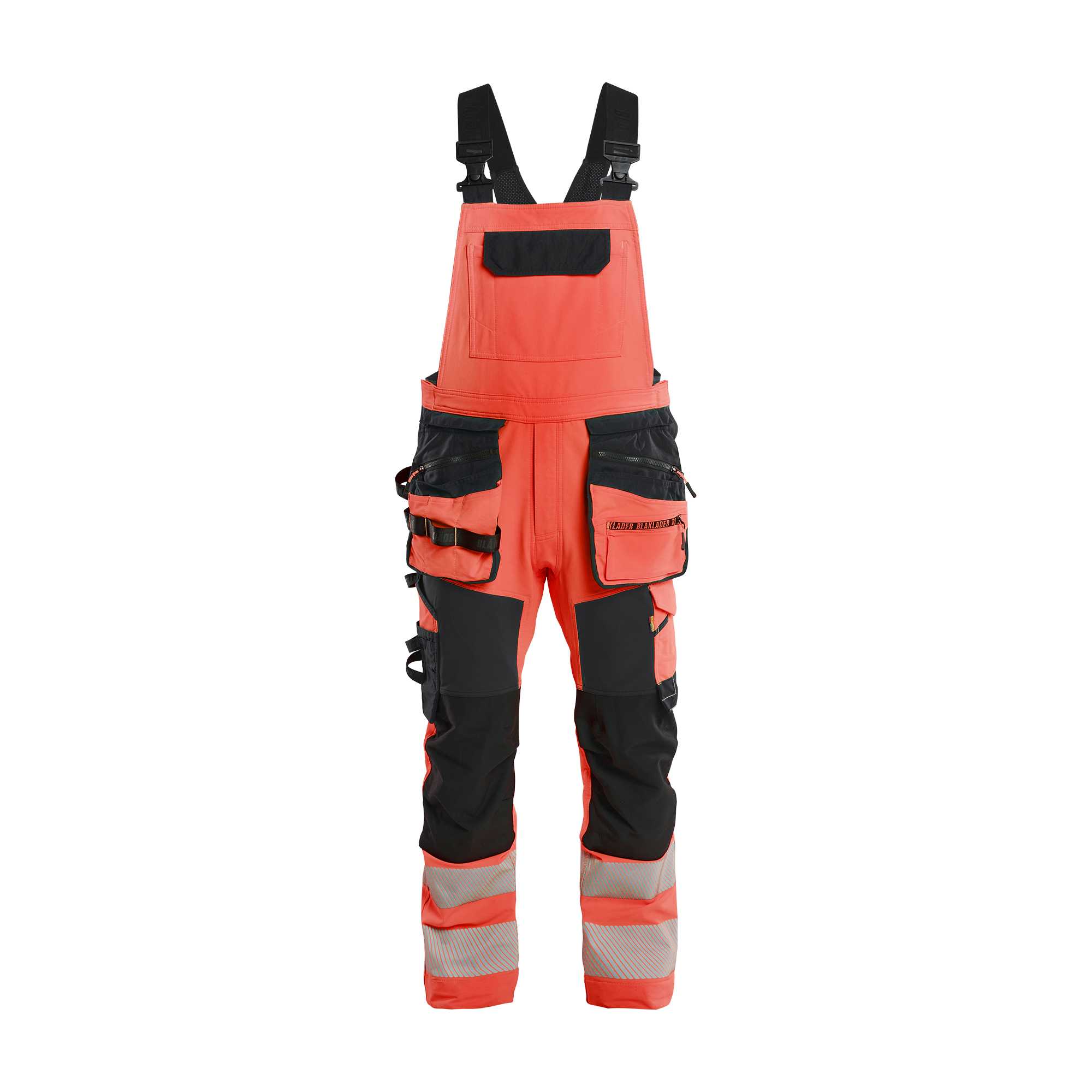 BLAKLADER 26261648 Hi Vis bib overalls 4 way stretch Hi Vis Reflective Work Bib Trousers Men - double weave
