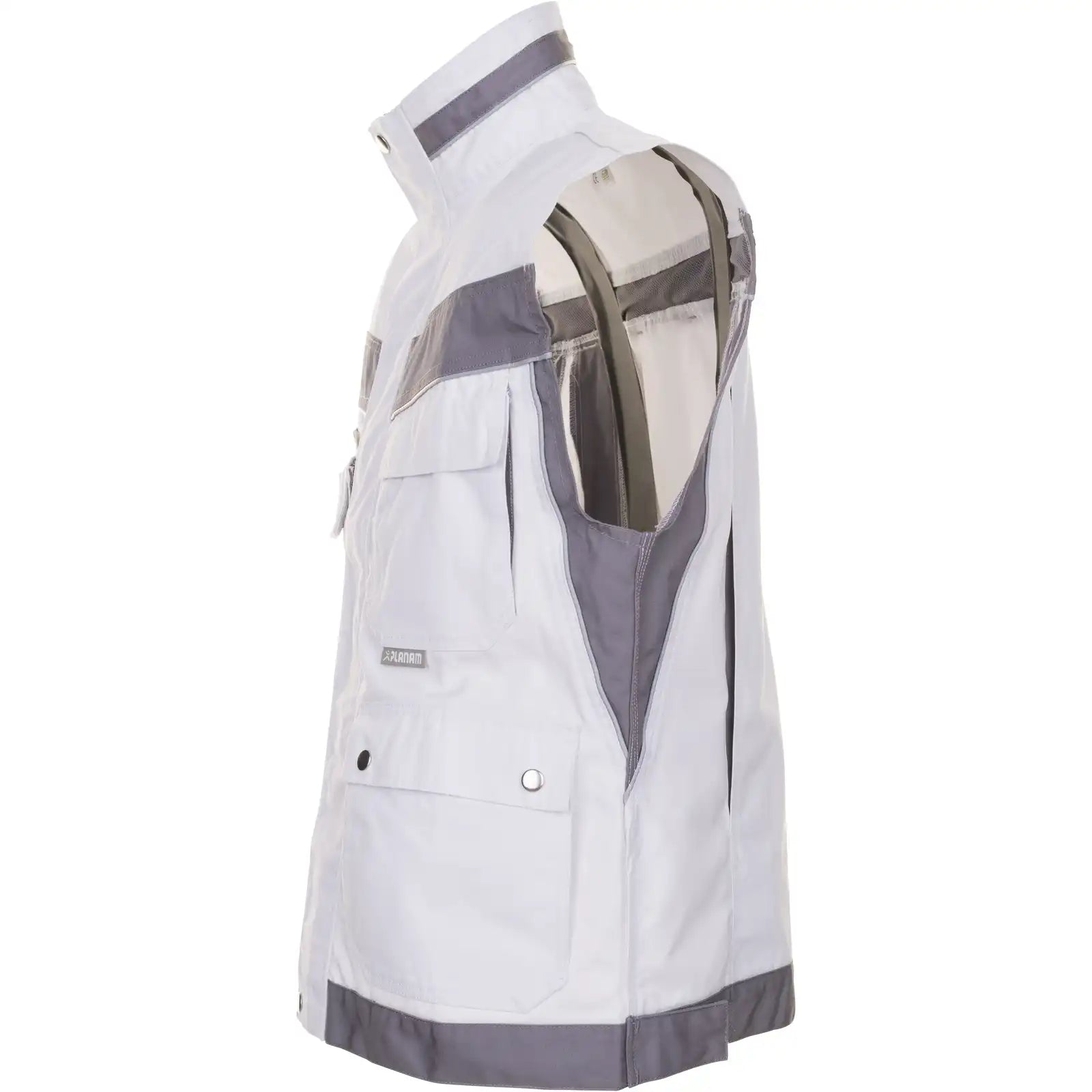 Planam Plaline Weste reinweiß/zink XS reinweiß/zink - Produktbild ohne Model