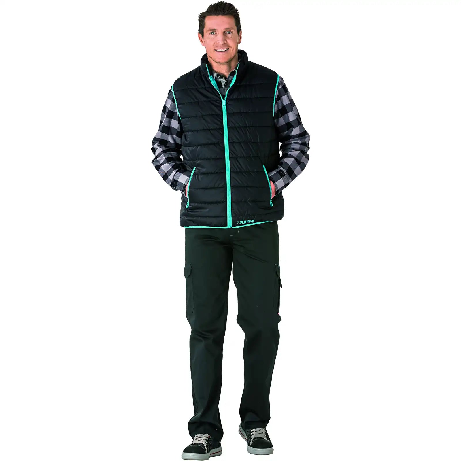 Planam Lizard Weste schwarz/blau XS schwarz/blau - Produktbild mit Model