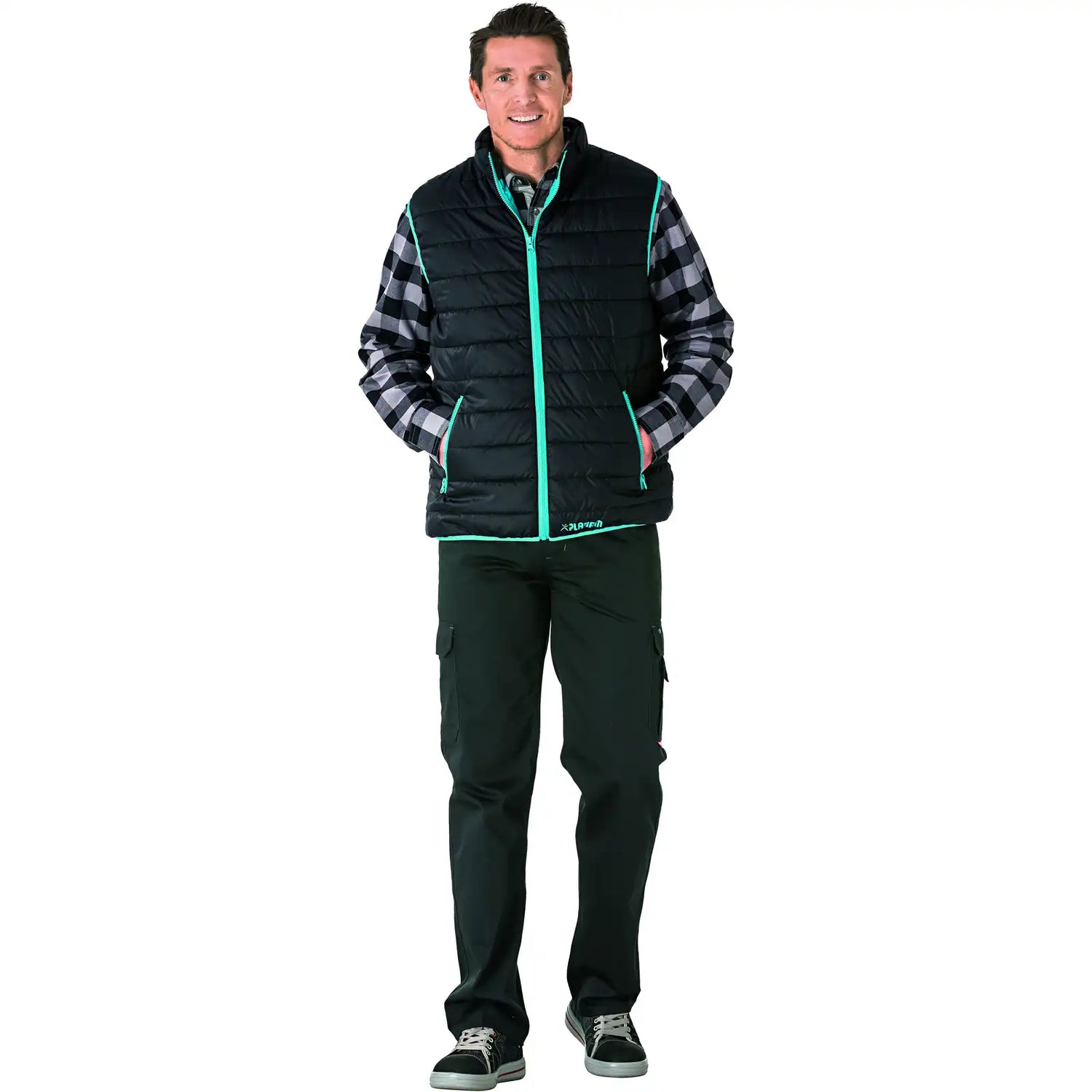 Planam Lizard Weste schwarz/blau XS schwarz/blau - Produktbild mit Model