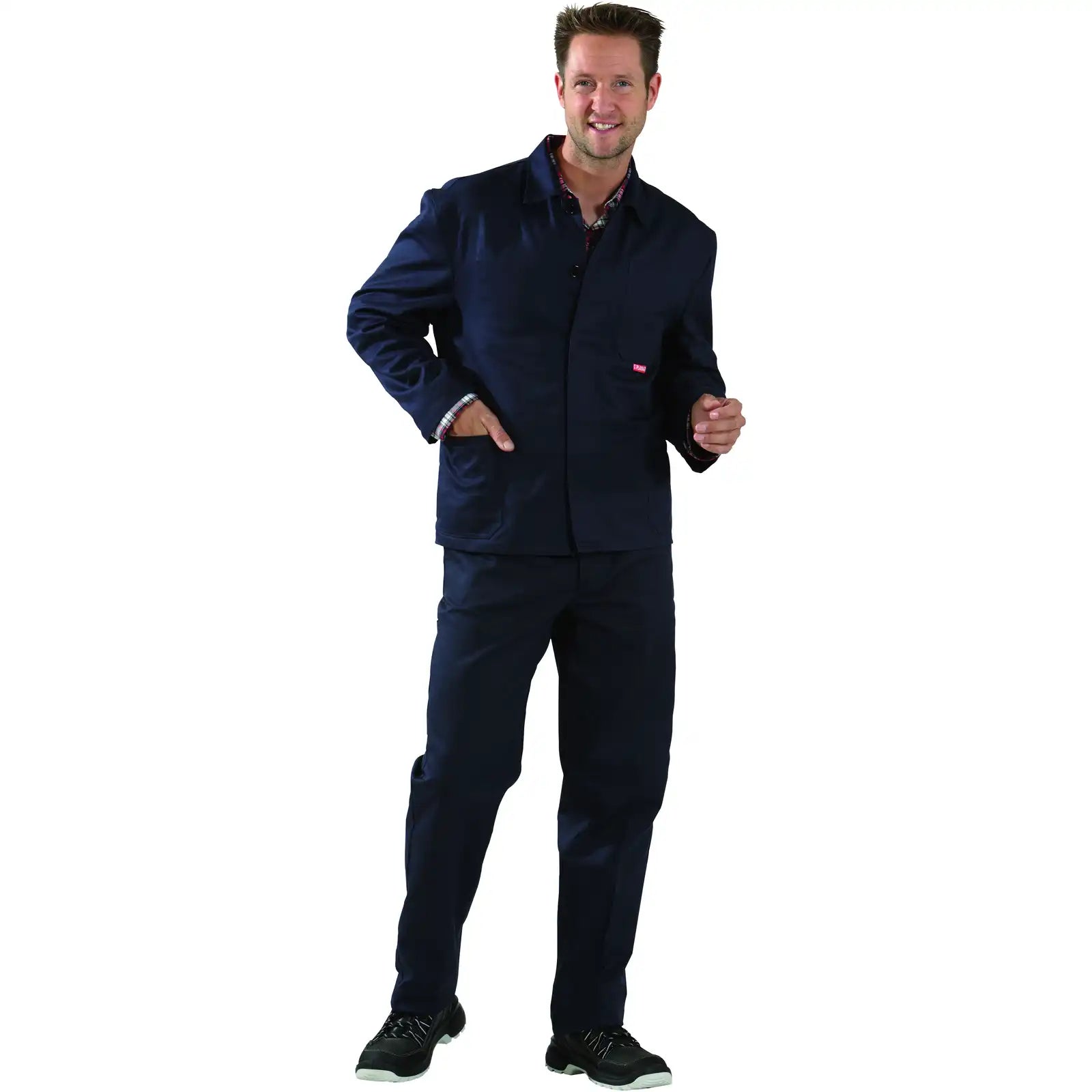 Planam BW 270 Arbeitsjacke hydronblau 102 hydronblau - Produktbild mit Model