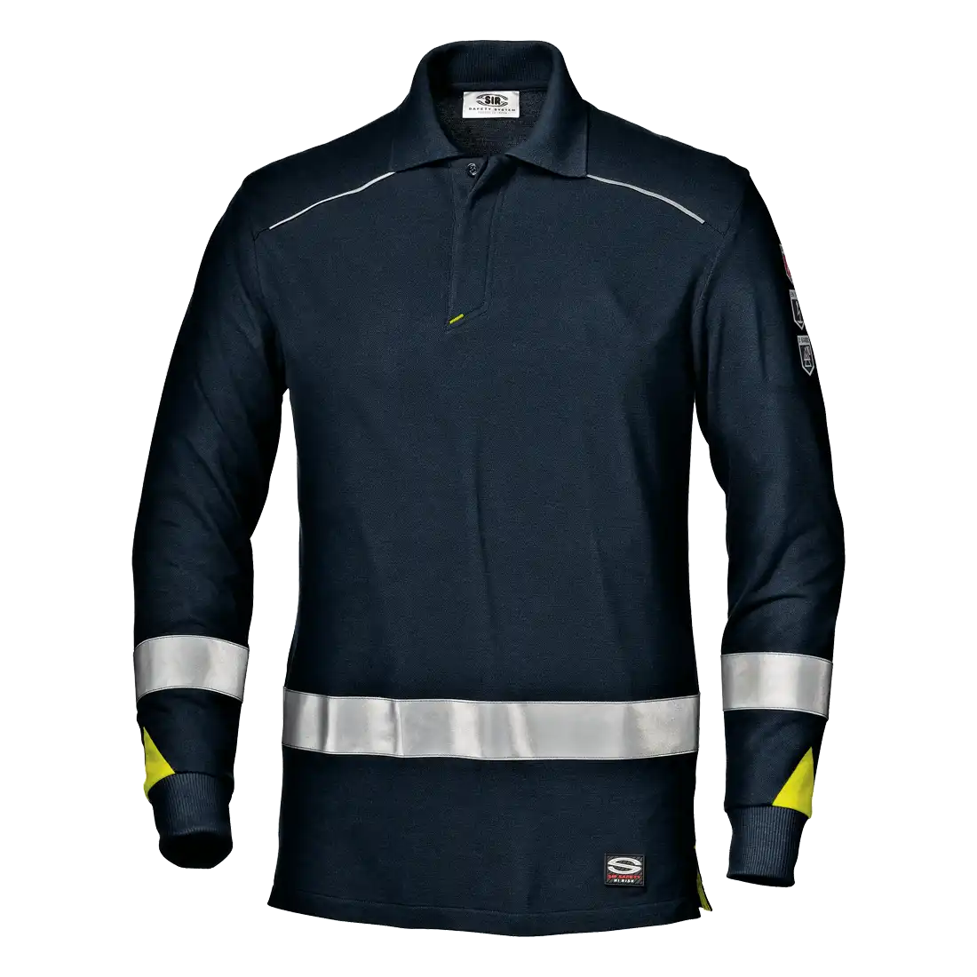 SIR SAFETY CARLOS polo Hi Vis Reflective Long Sleeve Work Polo MEN - Flame Resistant