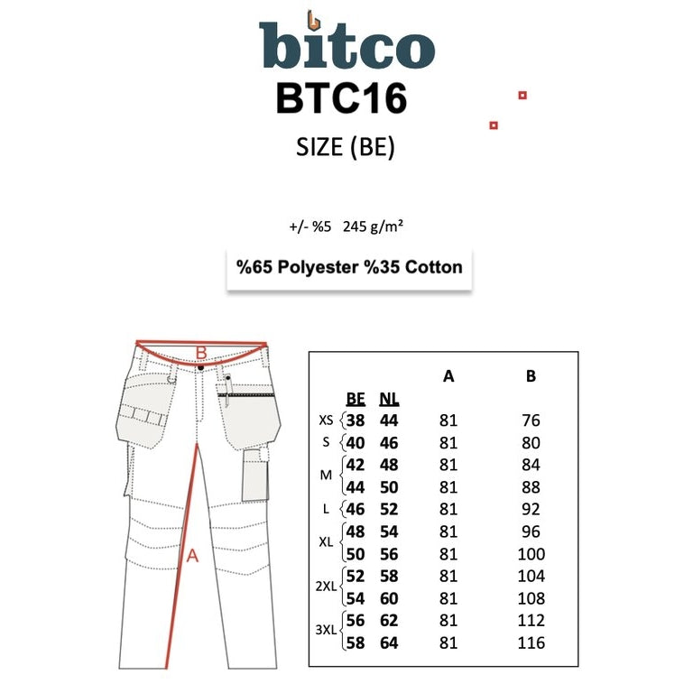 BITCO BTC16 Work Pants - Water-Repellent - Stretch Fabric - Reinforced Knees - Image 6