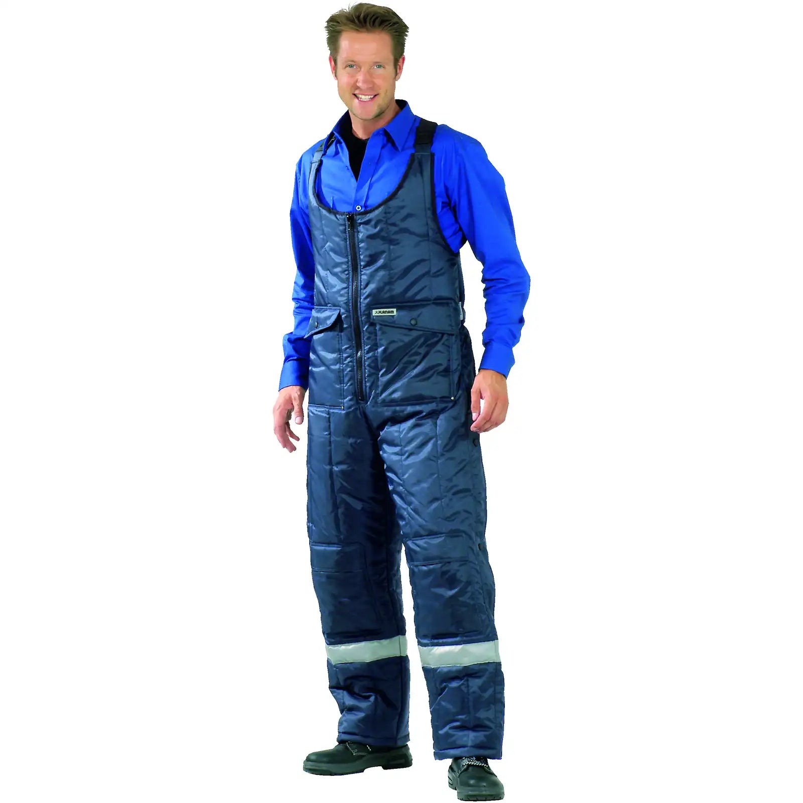 Planam Kühl-/Gefrierhaus Kühlhaus Latzhose marine, Innenfutter rot S marine, Innenfutter rot - Produktbild mit Model