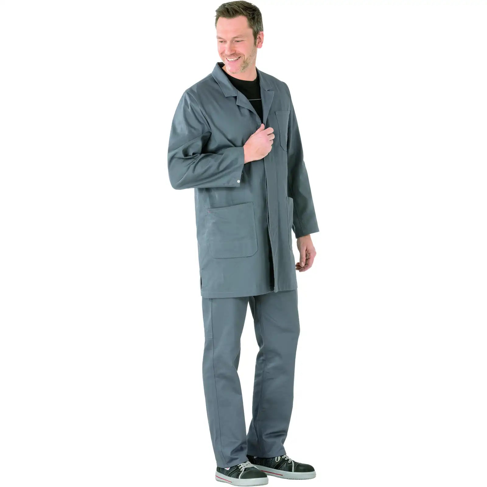 Planam BW 290 Berufsmantel grau 102 grau - Produktbild mit Model