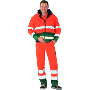 Planam Warnschutz Comfortjacke orange/grün S orange/grün - Produktbild mit Model