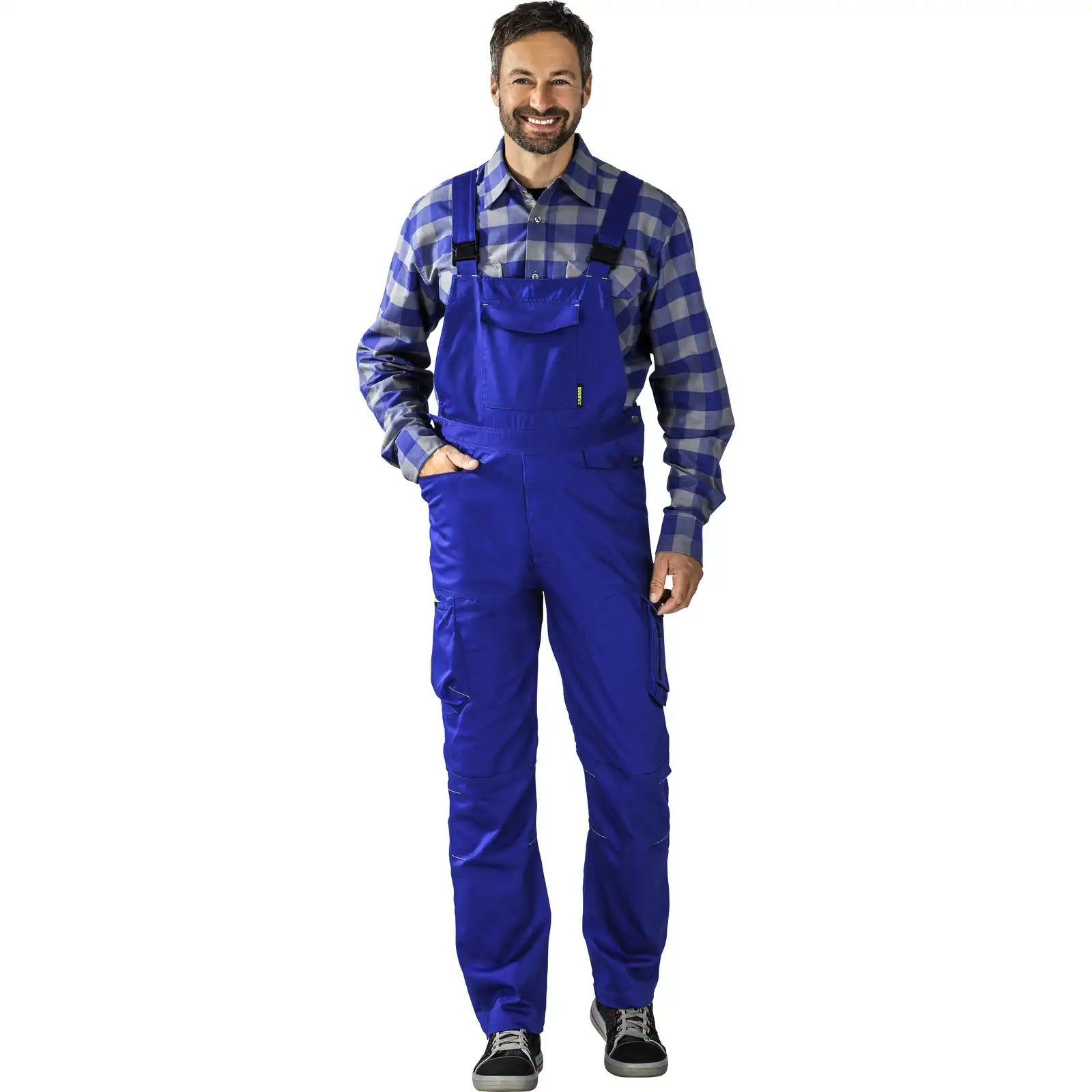 Planam PLANAM Stretchline Latzhose kornblumenblau 102 kornblumenblau - Produktbild mit Model