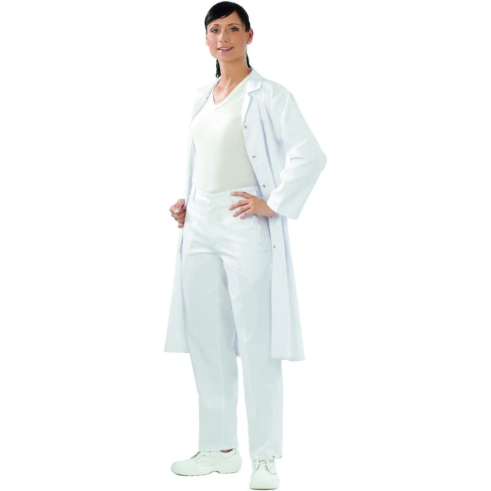 Planam Food Damen Bundhose reinweiß 36 reinweiß - Produktbild mit Model