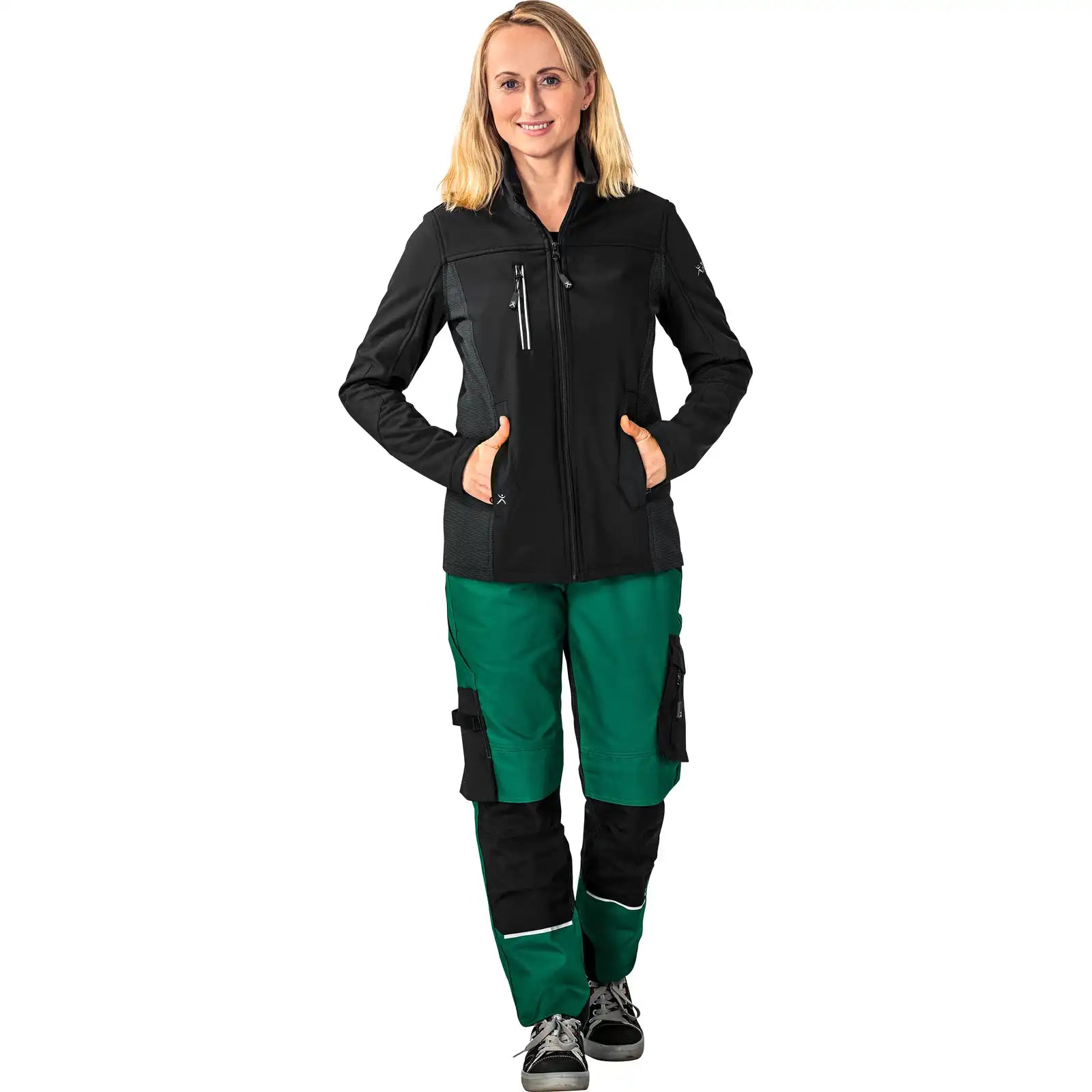 Planam Norit Damen Pure Softshelljacke schwarz 34 schwarz - Produktbild mit Model
