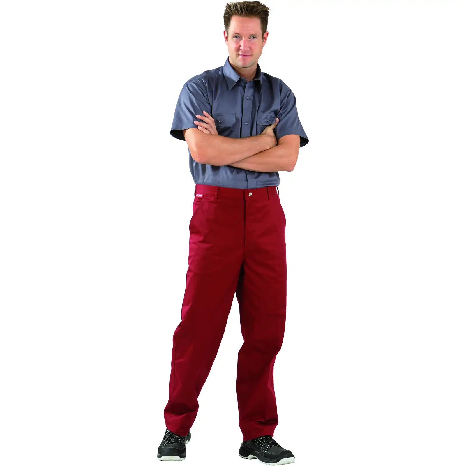 Planam MG 260 Bundhose bordeaux 102 bordeaux - Produktbild mit Model
