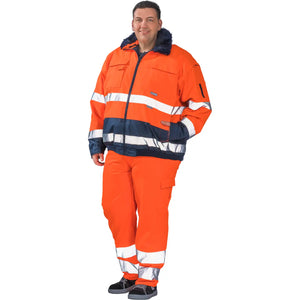 Planam Warnschutz Comfortjacke orange/marine S orange/marine - Produktbild mit Model