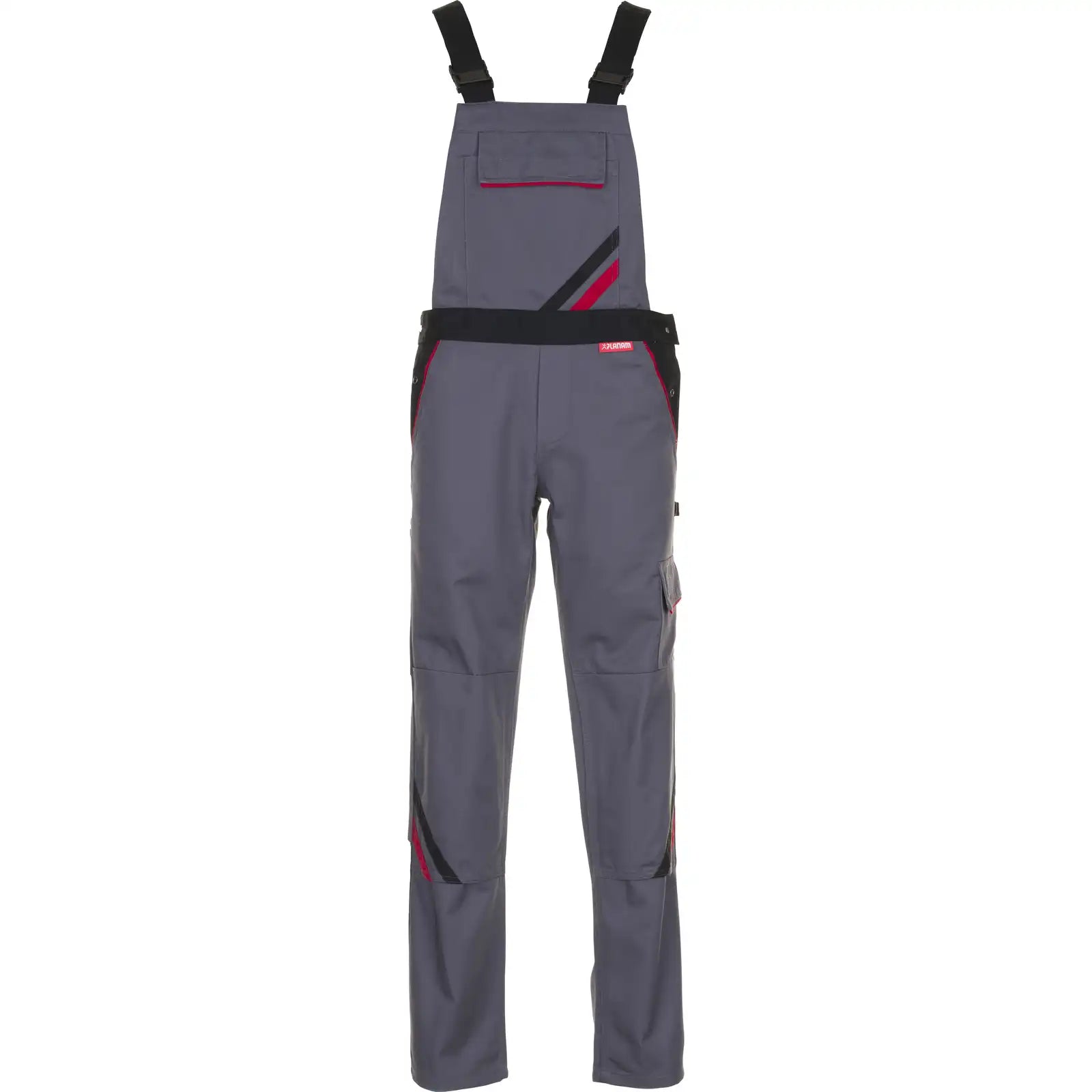Planam Highline Damen Latzhose schiefer/schwarz/rot 34 schiefer/schwarz/rot - Vorschaubild
