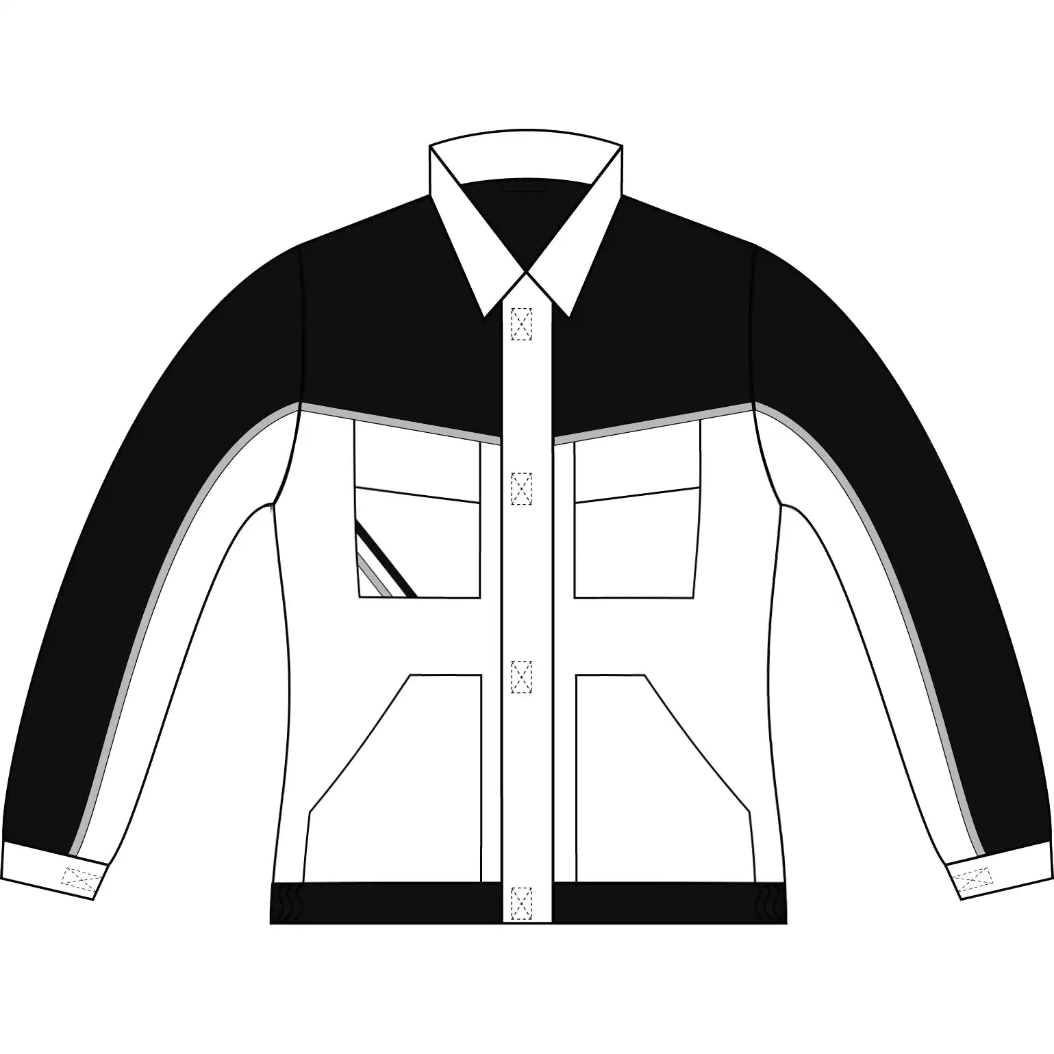 Planam Highline Damen Bundjacke grün/schwarz/rot 34 grün/schwarz/rot - Produktskizzen