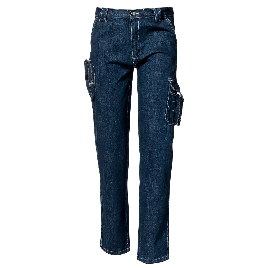 JEANS CARGO ARBEITSHOSE – Multifunktionale Utility-Taschen, 100 % Baumwoll-Denim