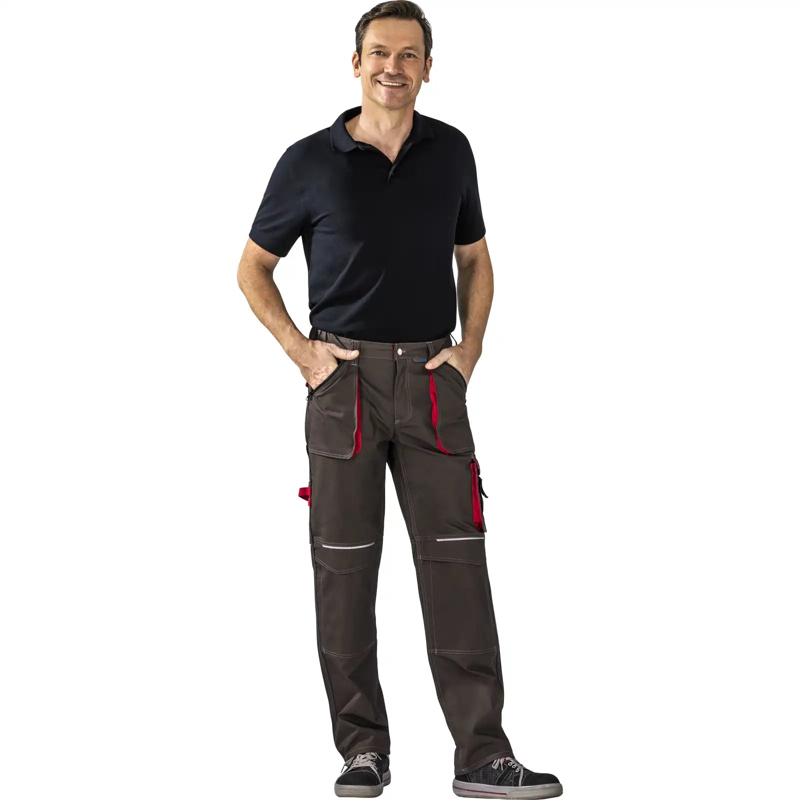 Planam Basalt Bundhose oliv/rot 102 oliv/rot - Produktbild mit Model
