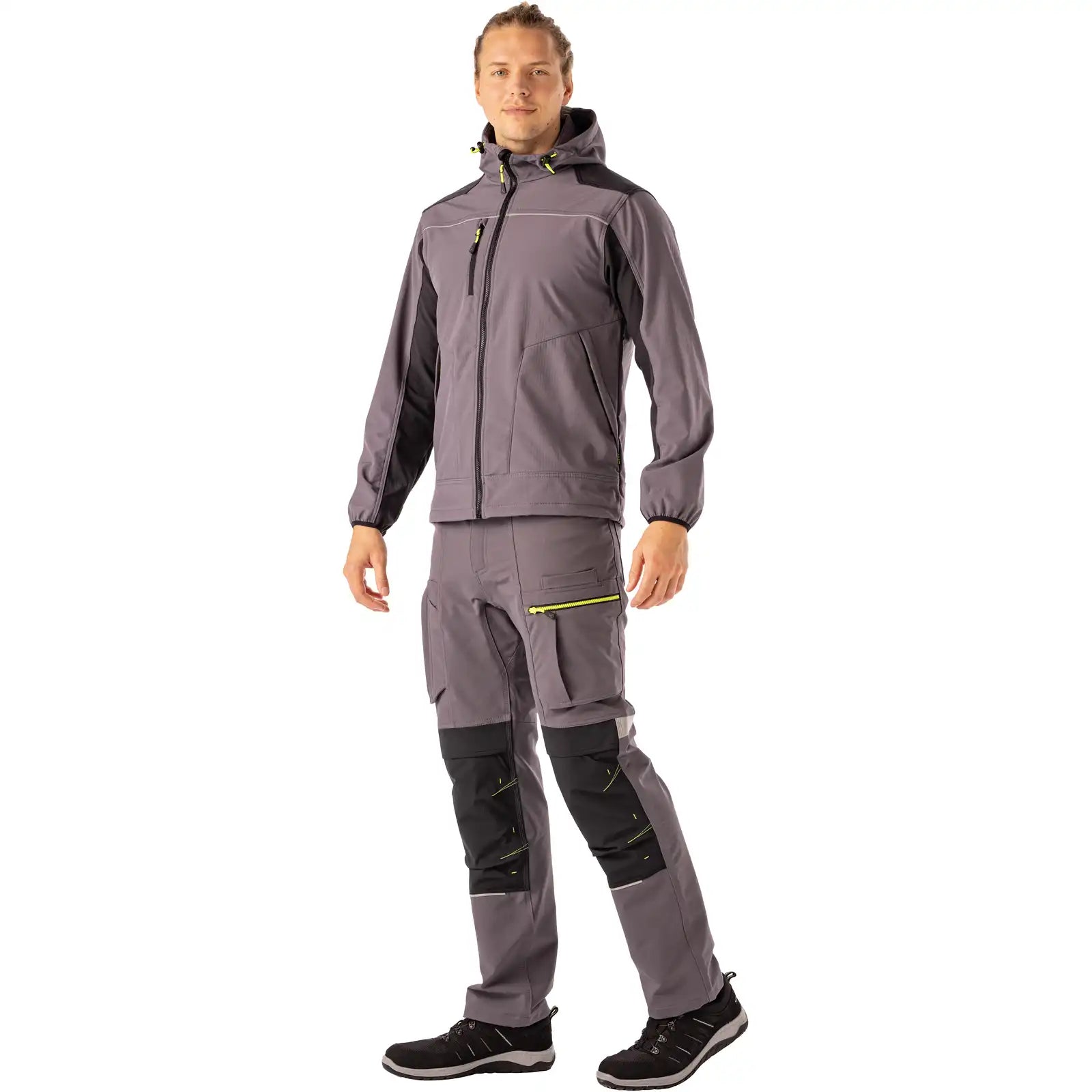 Planam rECOline Softshelljacke schiefer/schwarz XS schiefer/schwarz - Produktbild mit Model