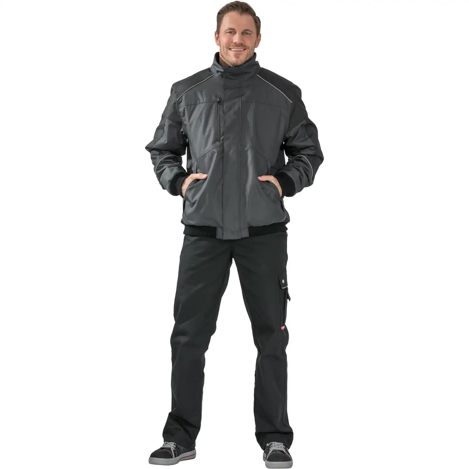 Planam Outdoor Desert Blouson grau/schwarz XS grau/schwarz - Produktbild mit Model