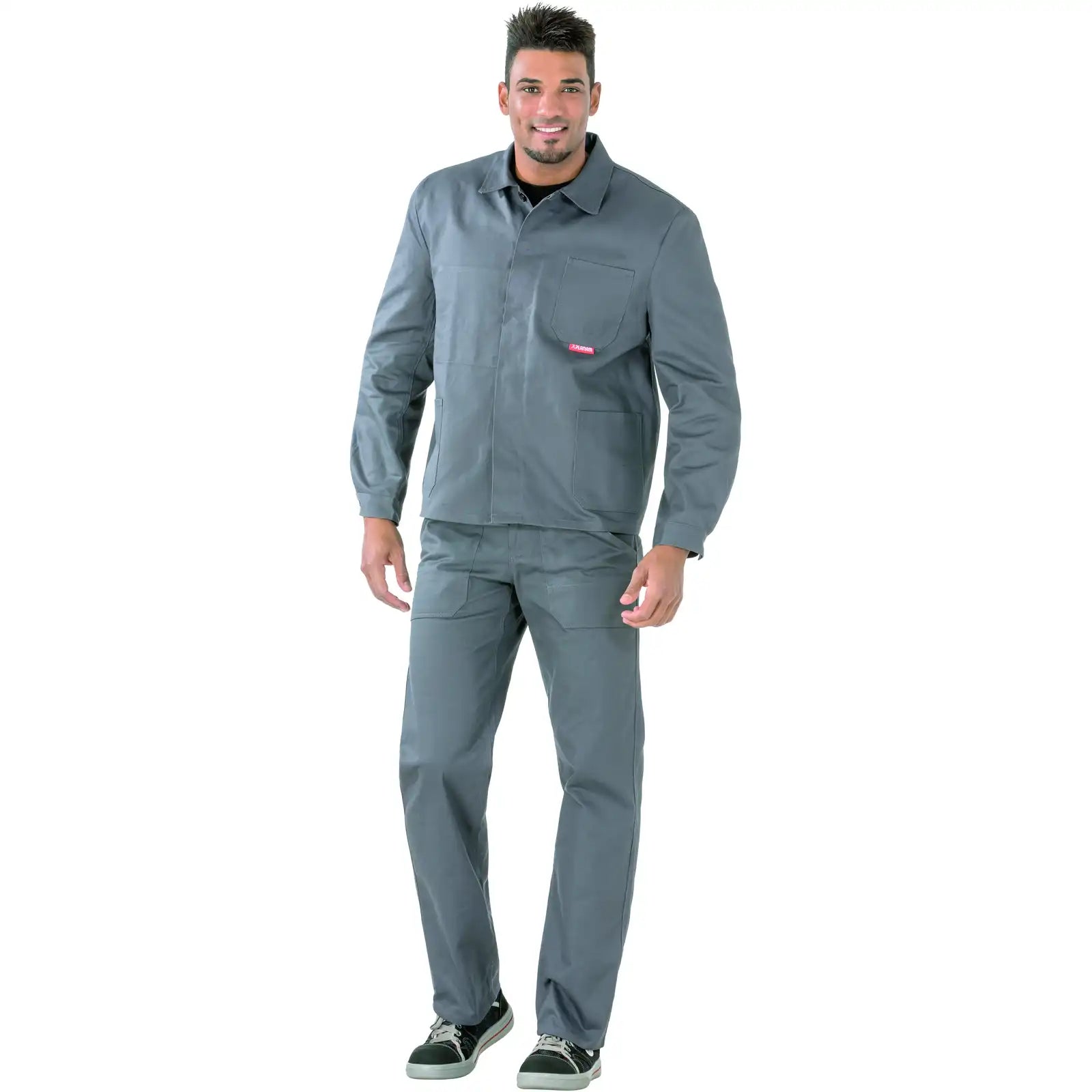 Planam BW 290 Arbeitsjacke grau 102 grau - Produktbild mit Model