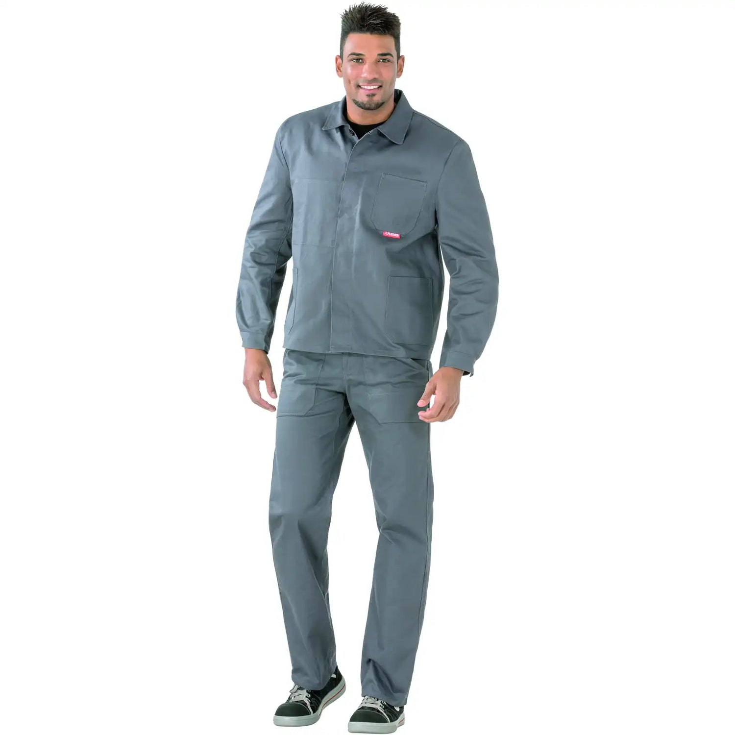 Planam BW 290 Arbeitsjacke grau 102 grau - Produktbild mit Model